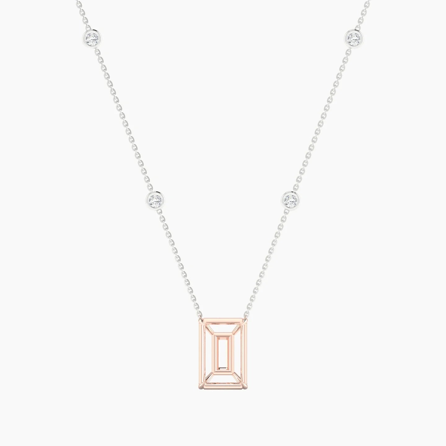 Solitaire with Sautoir | 18k White & Rose Gold 5-7.99 ct Radiant Cut Pendant Setting