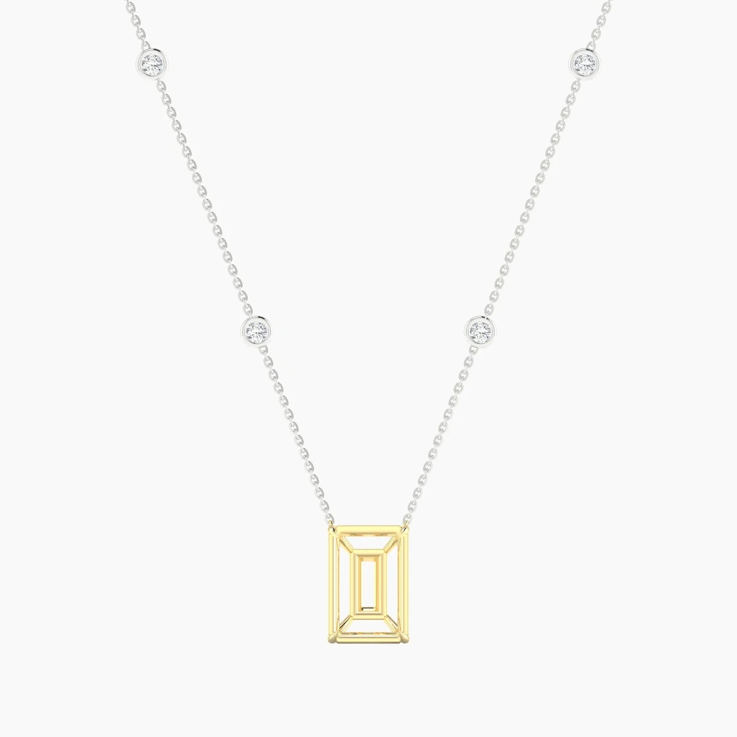 Solitaire with Sautoir | 18k White & Yellow Gold 5-7.99 ct Radiant Cut Pendant Setting