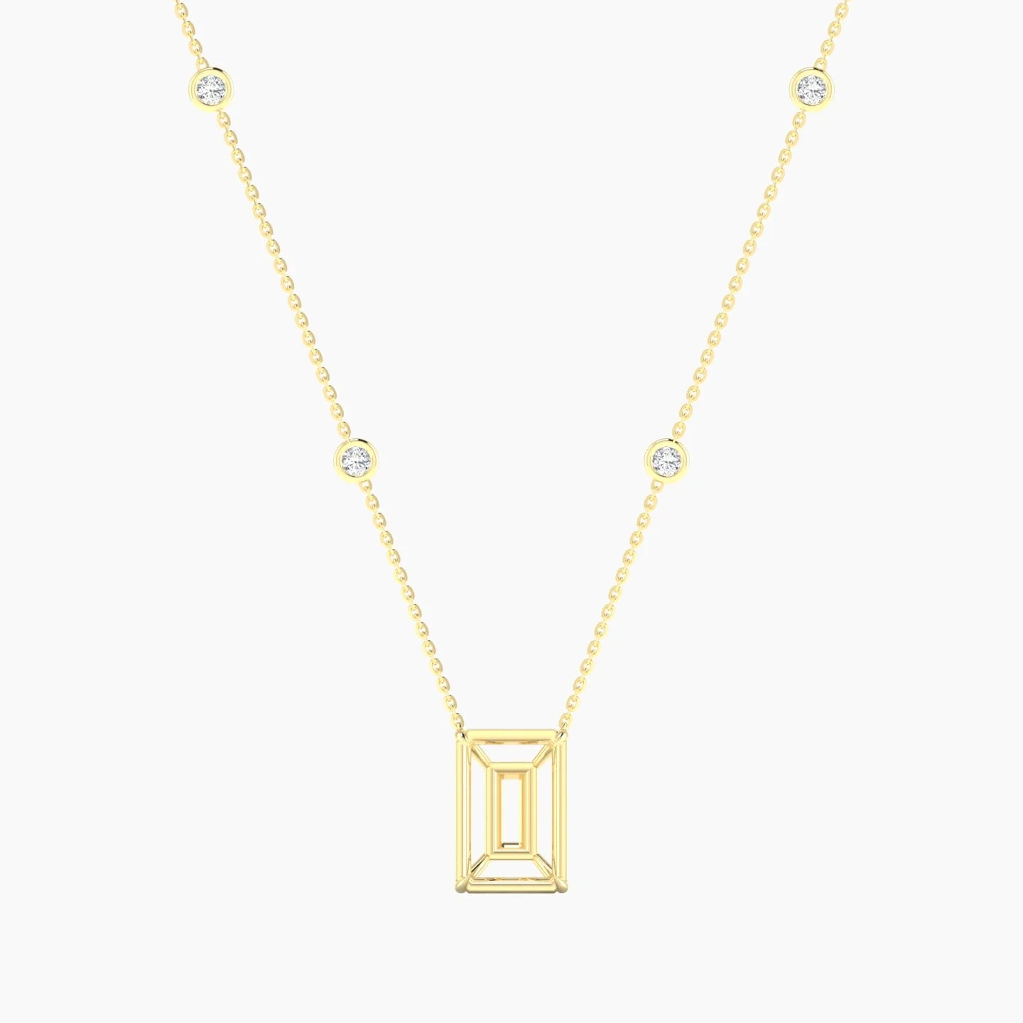 Solitaire with Sautoir | 18k Yellow Gold 5-7.99 ct Radiant Cut Pendant Setting