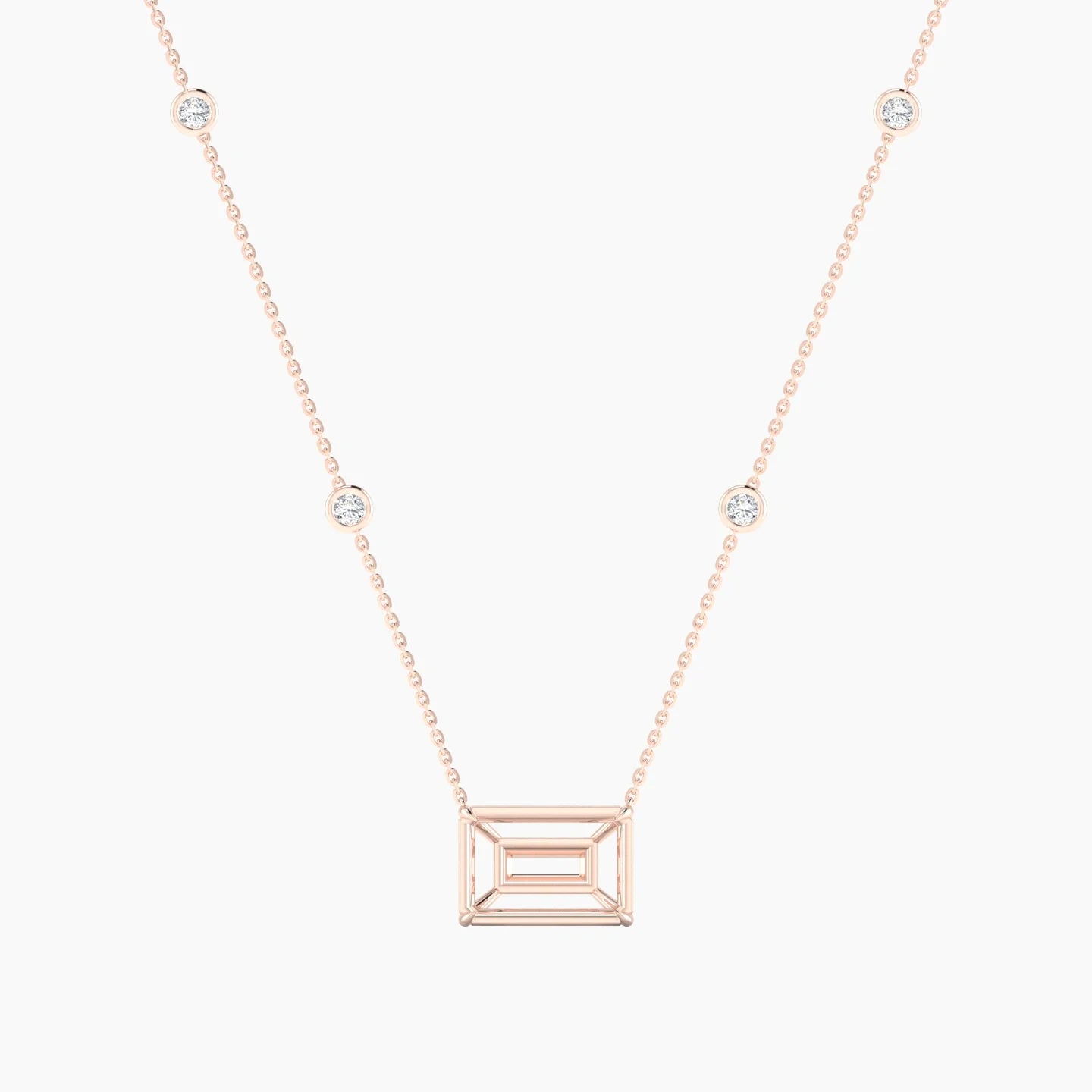 Solitaire with Sautoir | 18k Rose Gold 5-7.99 ct Radiant Cut Pendant Setting