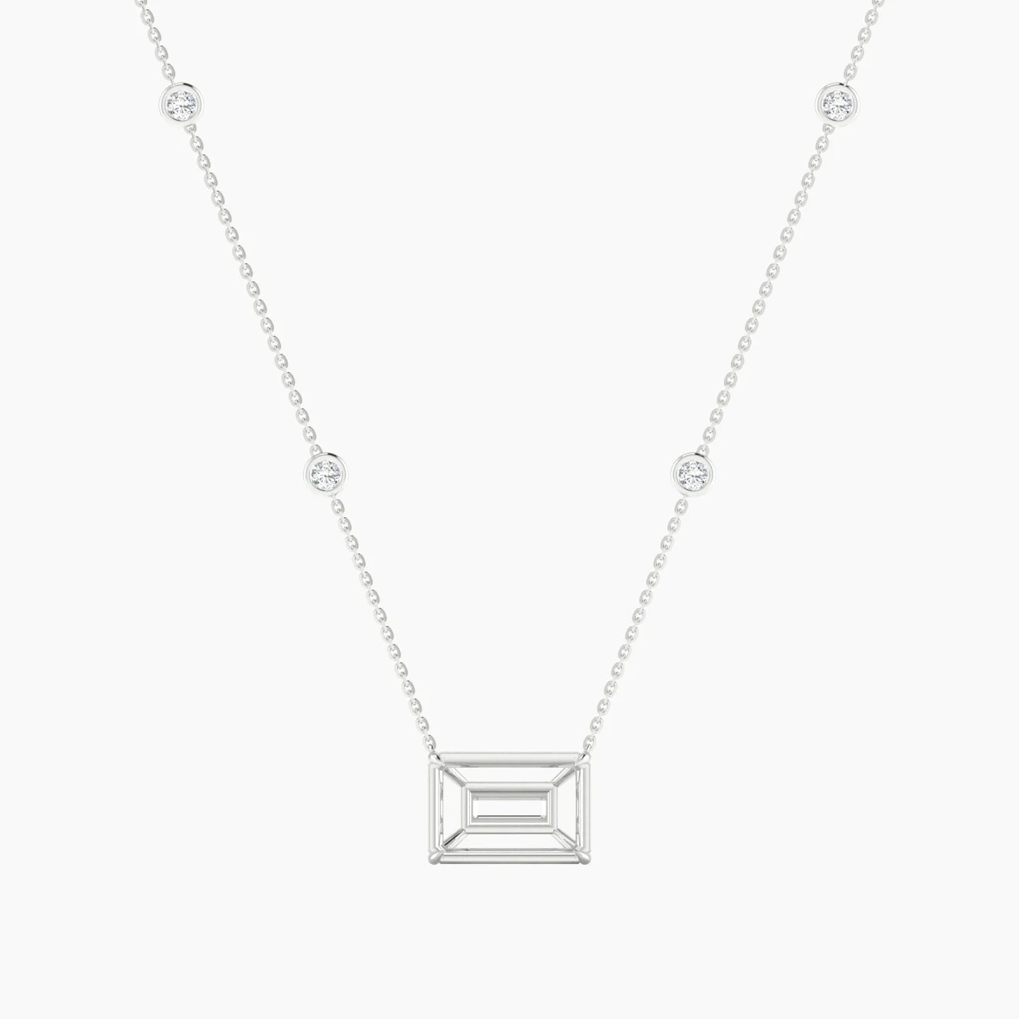 Solitaire with Sautoir | 18k White Gold 5-7.99 ct Radiant Cut Pendant Setting