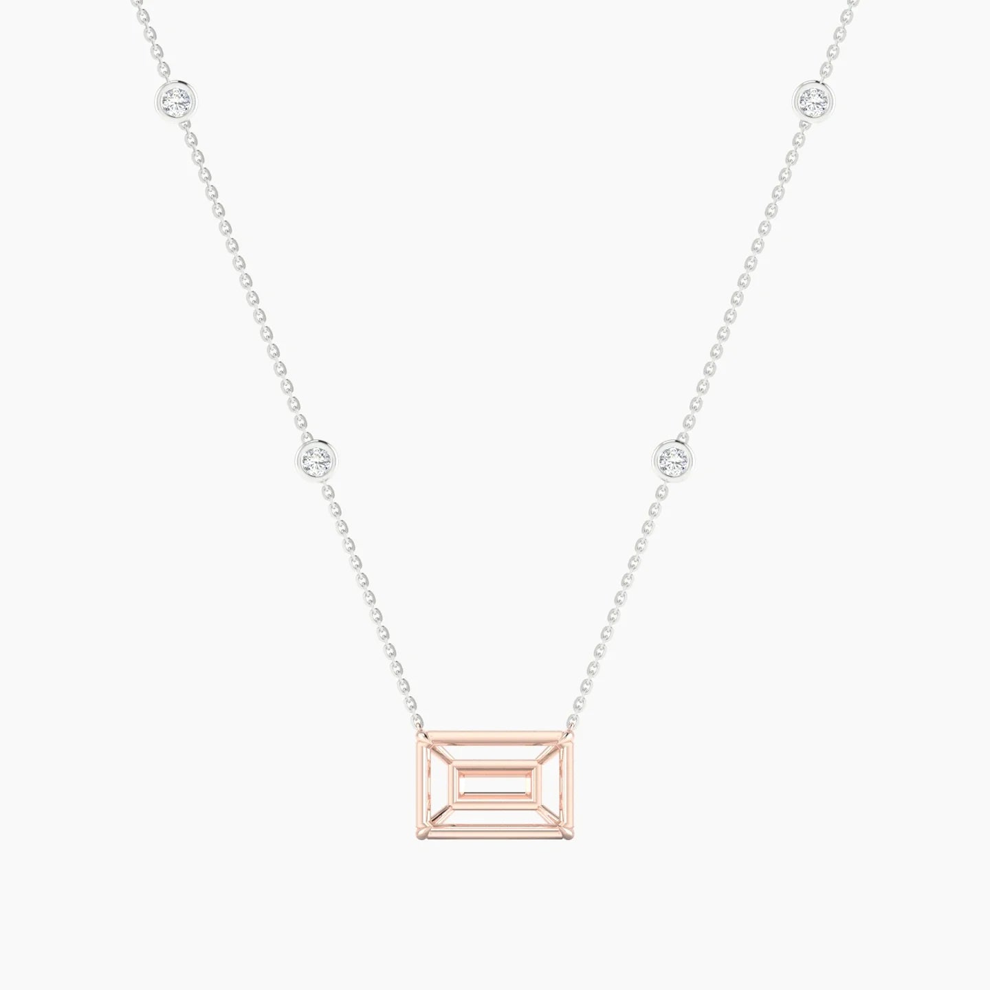 Solitaire with Sautoir | 18k White & Rose Gold 5-7.99 ct Radiant Cut Pendant Setting