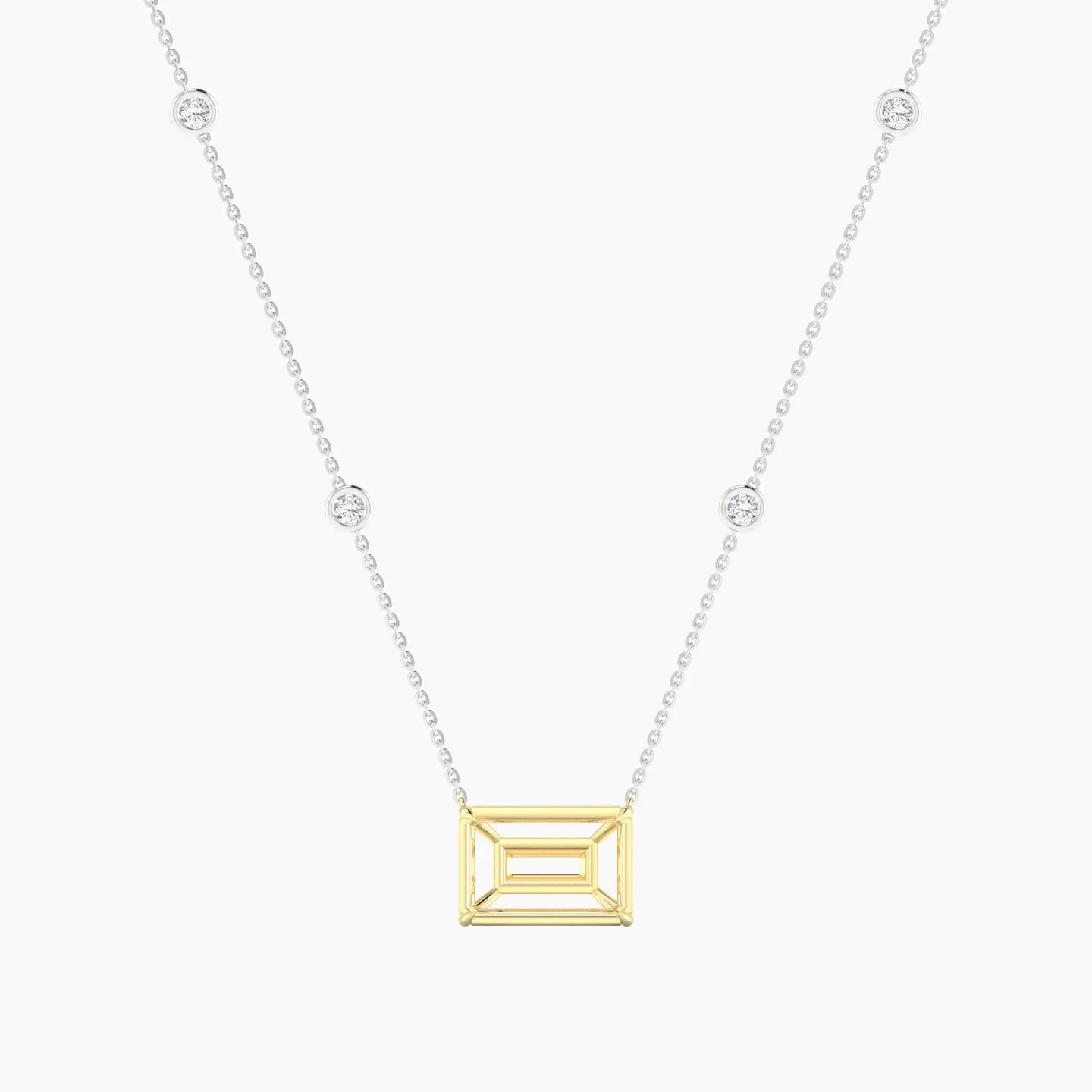 Solitaire with Sautoir | 18k White & Yellow Gold 5-7.99 ct Radiant Cut Pendant Setting