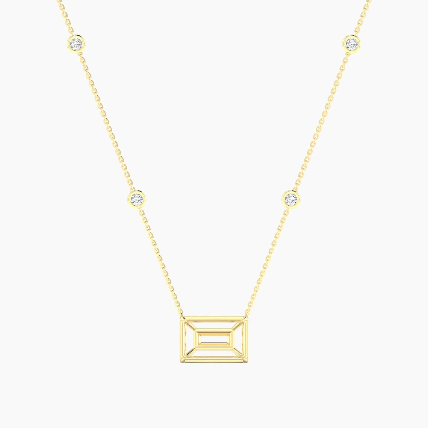 Solitaire with Sautoir | 18k Yellow Gold 5-7.99 ct Radiant Cut Pendant Setting
