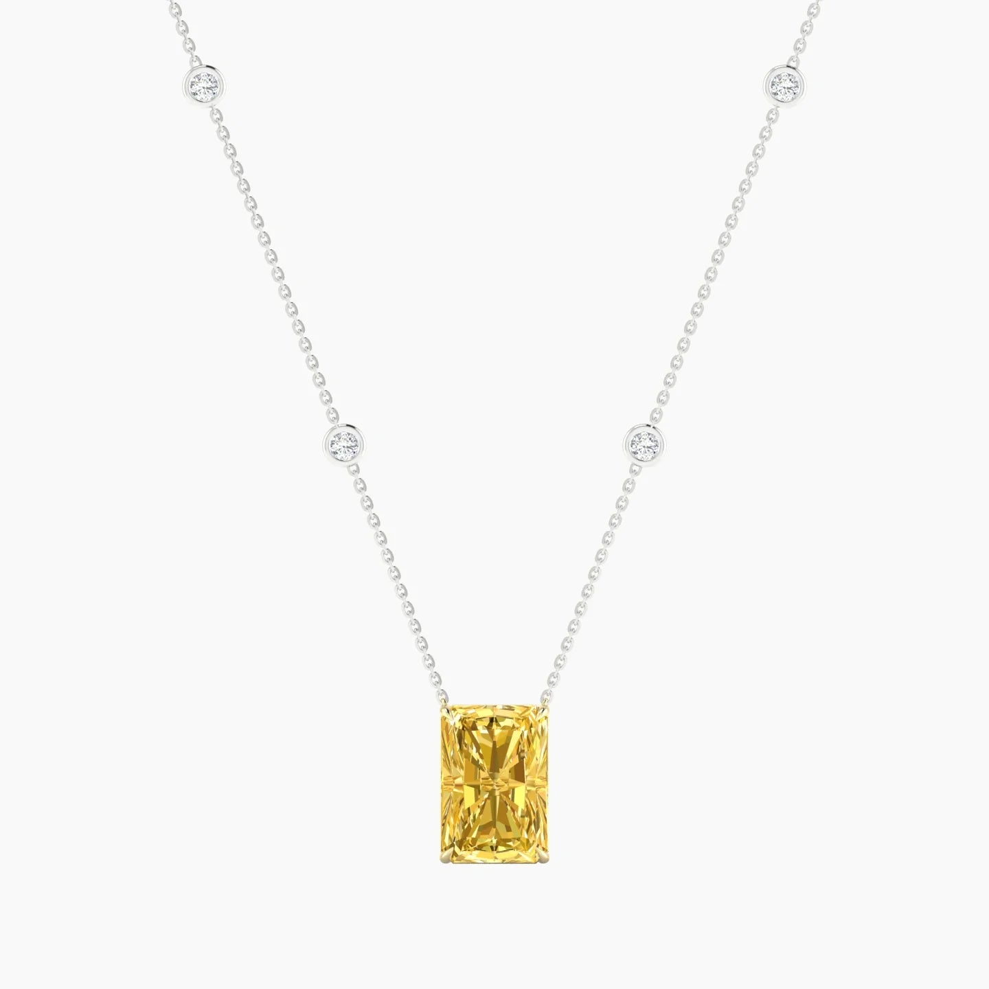 Solitaire with Sautoir | 18k White & Yellow Gold 5 ct Yellow Lab Diamond Radiant Cut Pendant