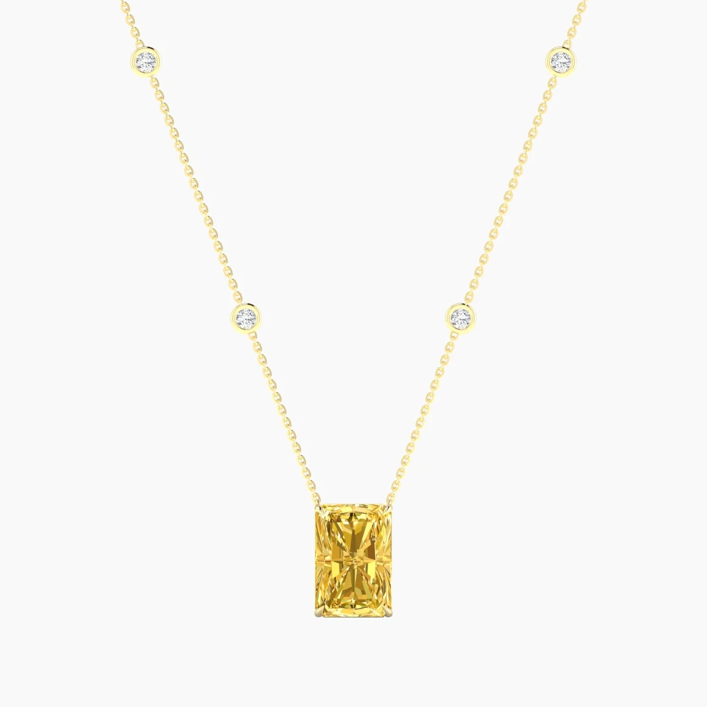 Solitaire with Sautoir | 18k Yellow Gold 5 ct Yellow Lab Diamond Radiant Cut Pendant