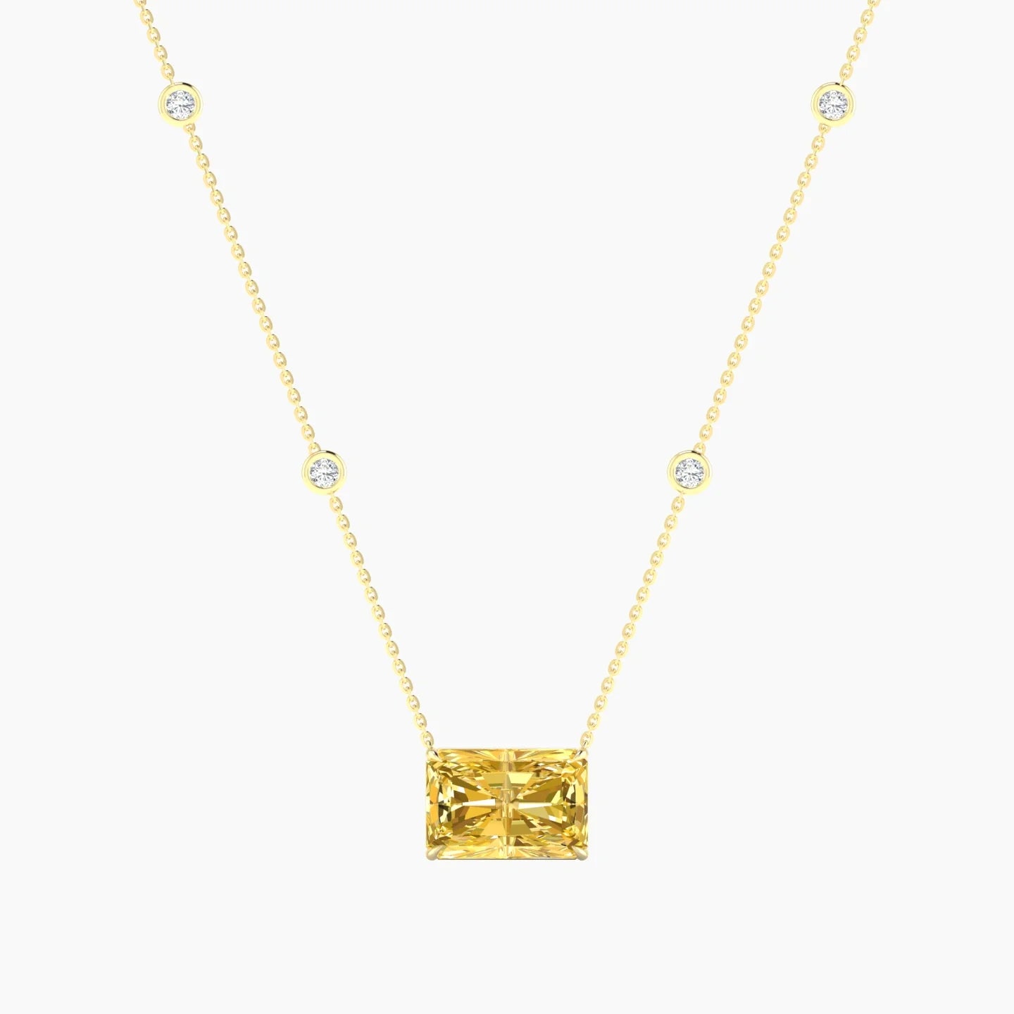 Solitaire with Sautoir | 18k Yellow Gold 5 ct Yellow Lab Diamond Radiant Cut Pendant