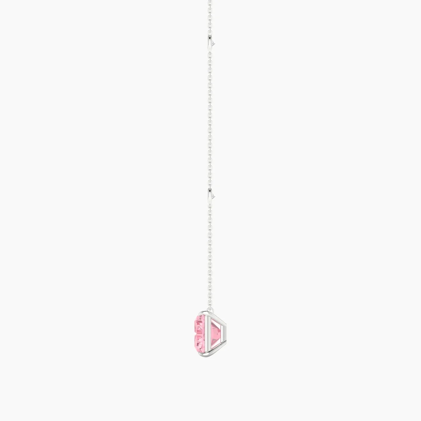 Solitaire with Sautoir | 18k White Gold 5 ct Pink Lab Diamond Radiant Cut Pendant