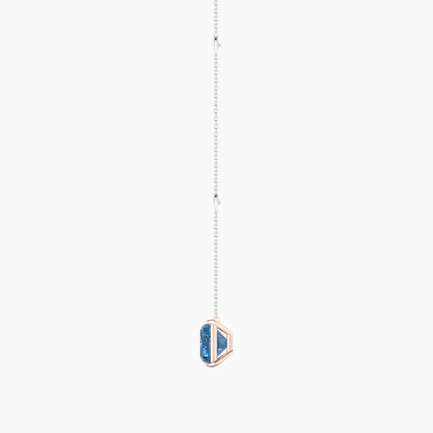 Solitaire with Sautoir | 18k White & Rose Gold 5 ct Blue Lab Diamond Radiant Cut Pendant