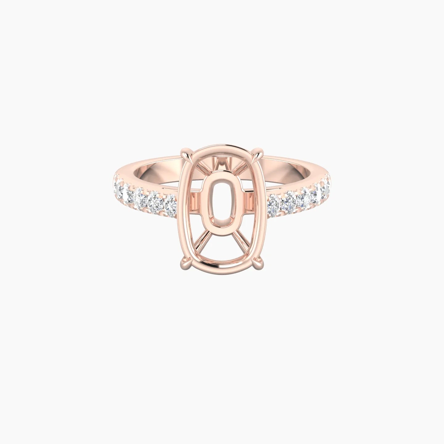 Straight Shank | 18k Rose Gold 5-7.99 ct Cushion Cut Ring Setting