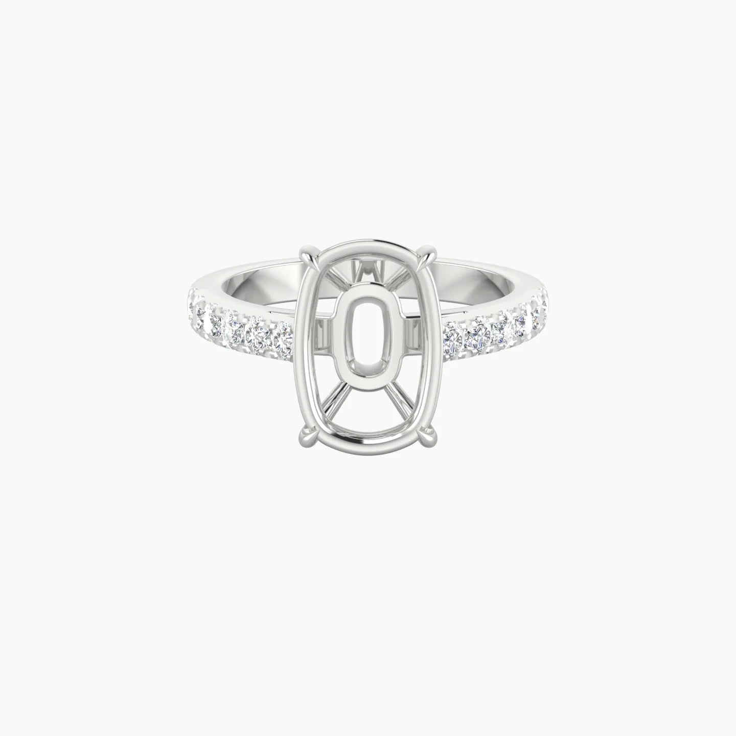 Straight Shank | 18k White Gold 5-7.99 ct Cushion Cut Ring Setting