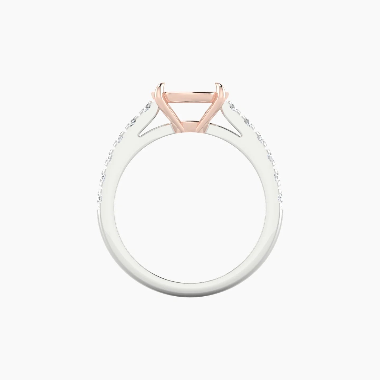 Straight Shank | 18k White & Rose Gold 5-7.99 ct Cushion Cut Ring Setting
