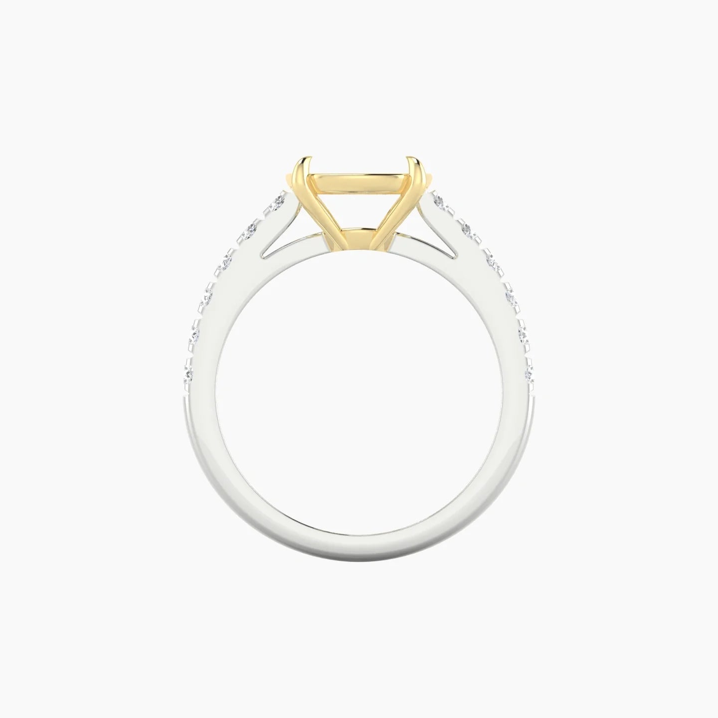 Straight Shank | 18k White & Yellow Gold 5-7.99 ct Cushion Cut Ring Setting