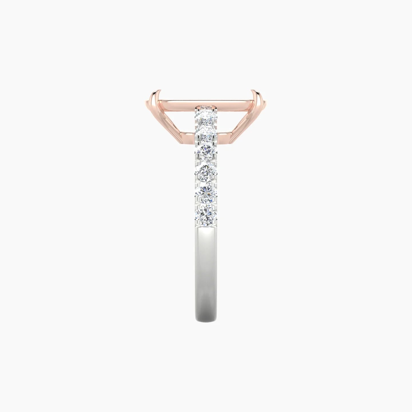 Straight Shank | 18k White & Rose Gold 5-7.99 ct Cushion Cut Ring Setting