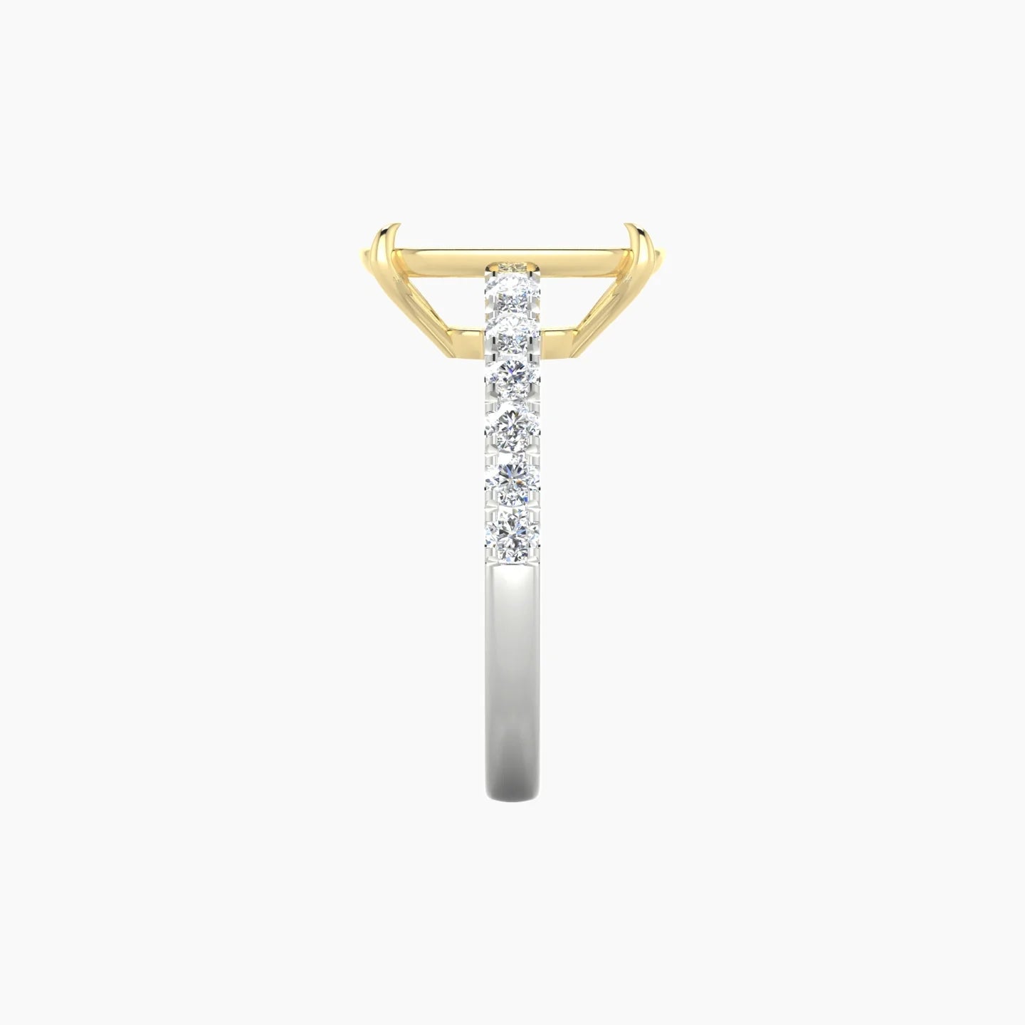 Straight Shank | 18k White & Yellow Gold 5-7.99 ct Cushion Cut Ring Setting