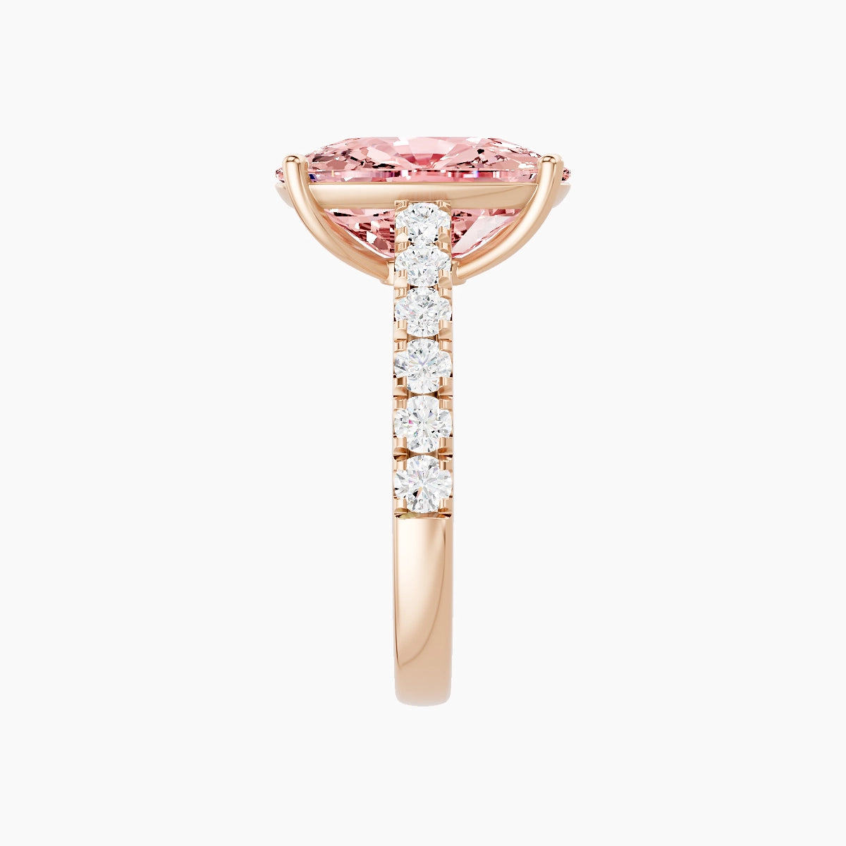 Straight Shank | 18k Rose Gold 5 ct Cushion Pink Lab Diamond Ring