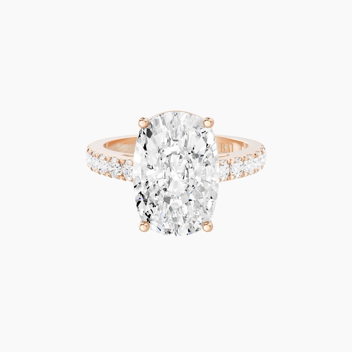 Straight Shank | 18k Rose Gold 5 ct Cushion White Lab Diamond Ring