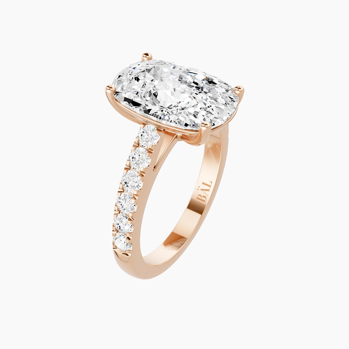 Straight Shank | 18k Rose Gold 5 ct Cushion White Lab Diamond Ring