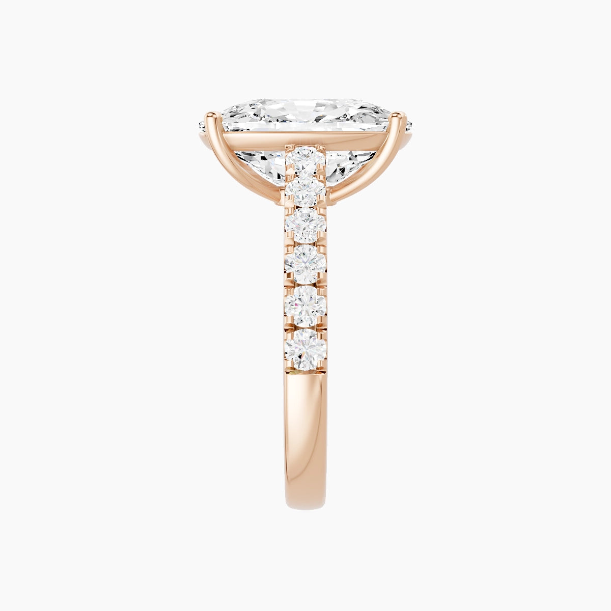Straight Shank | 18k Rose Gold 5 ct Cushion White Lab Diamond Ring