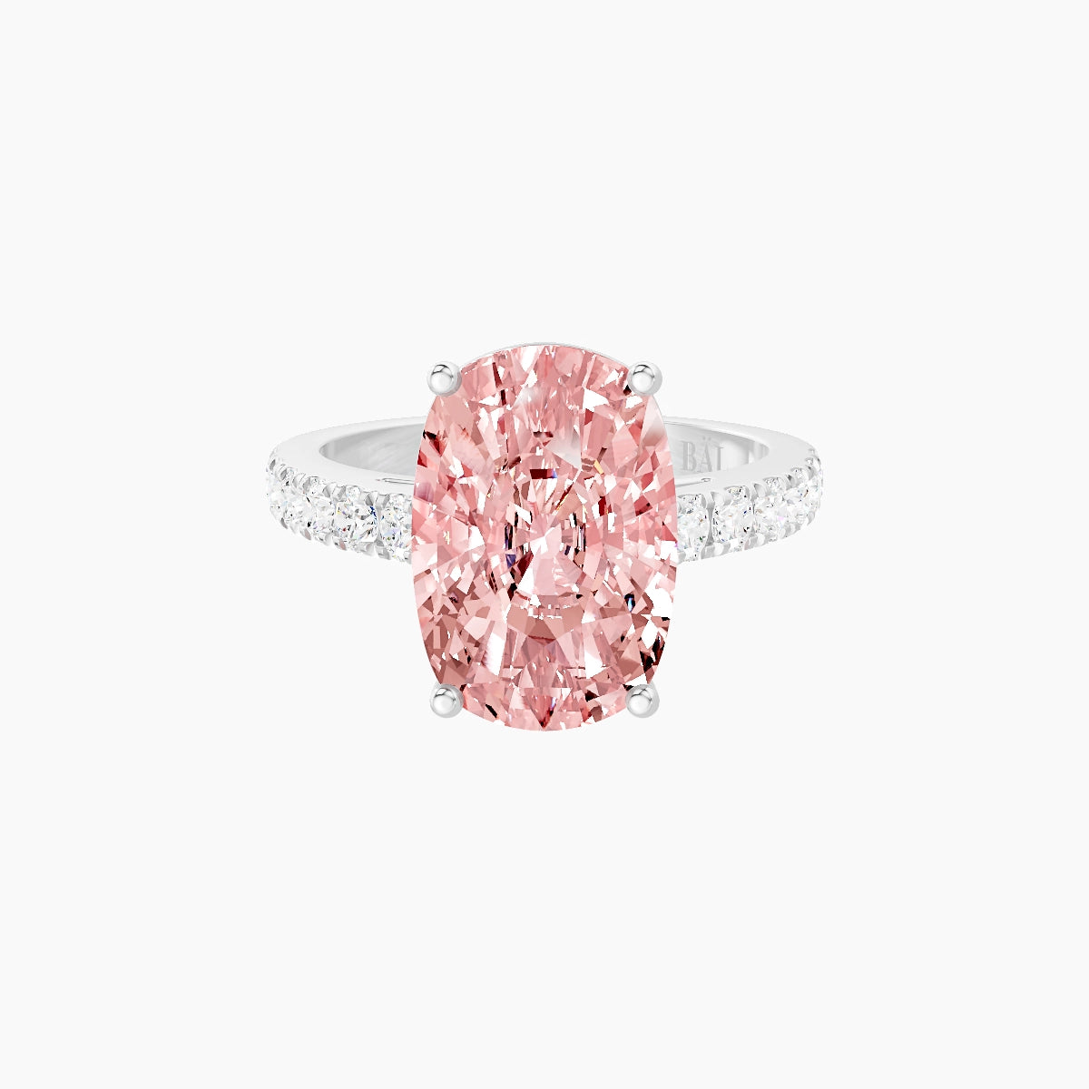 Straight Shank | 18k White Gold 5 ct Cushion Pink Lab Diamond Ring