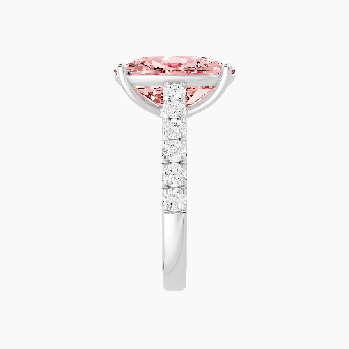 Straight Shank | 18k White Gold 5 ct Cushion Pink Lab Diamond Ring