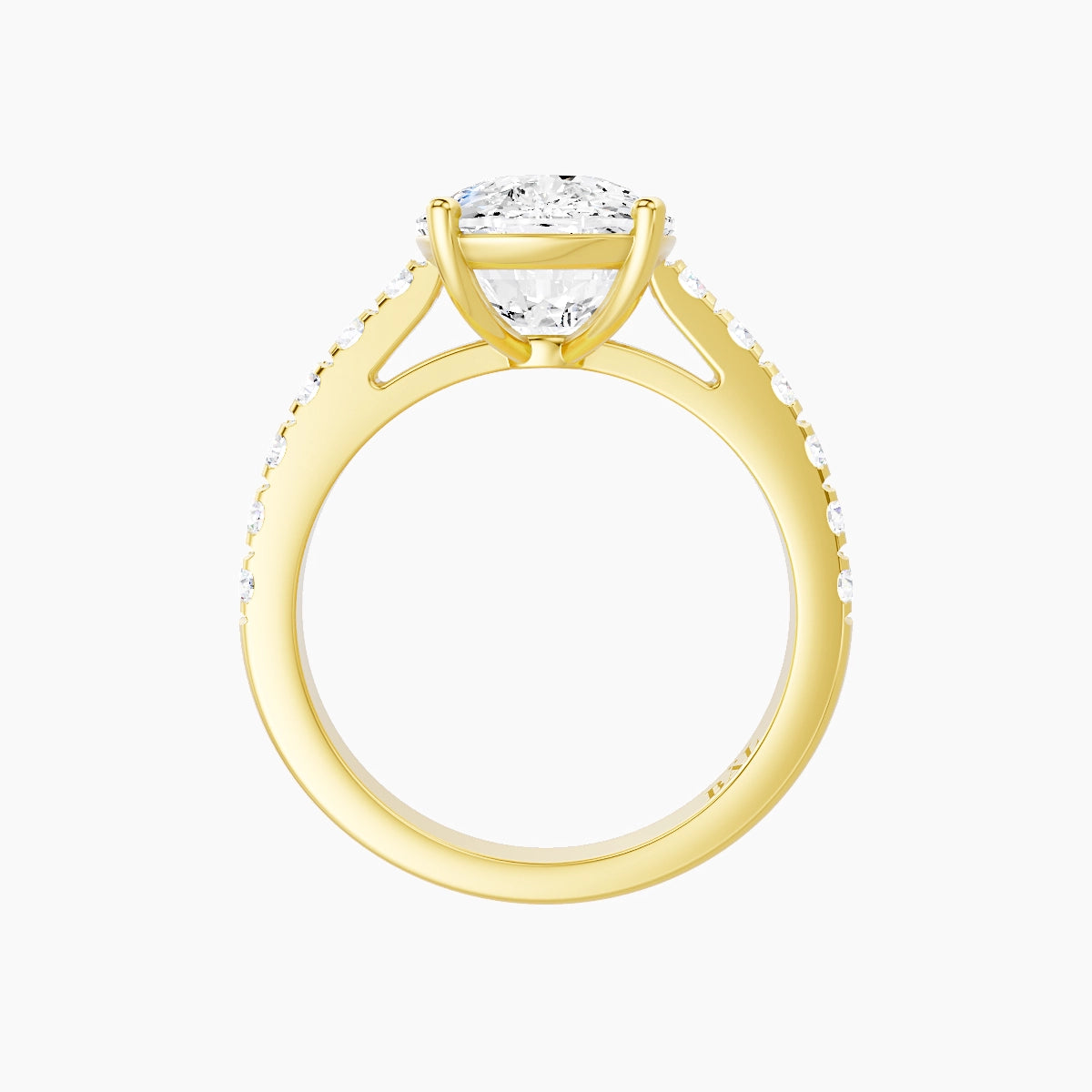 Straight Shank | 18k Yellow Gold 5 ct Cushion White Lab Diamond Ring