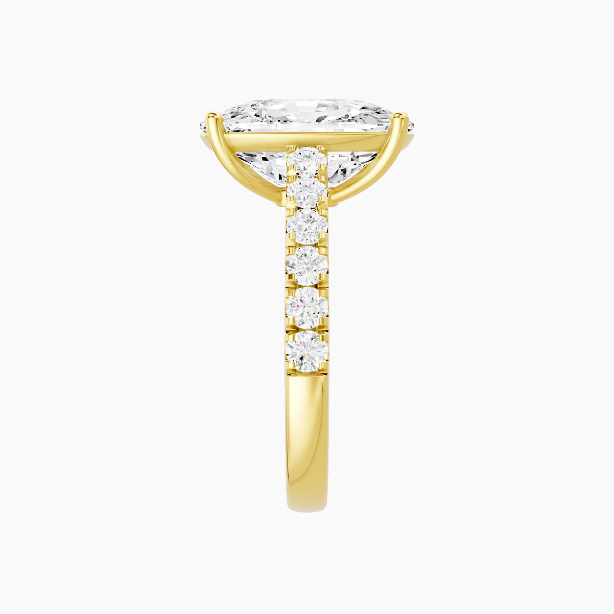 Straight Shank | 18k Yellow Gold 5 ct Cushion White Lab Diamond Ring