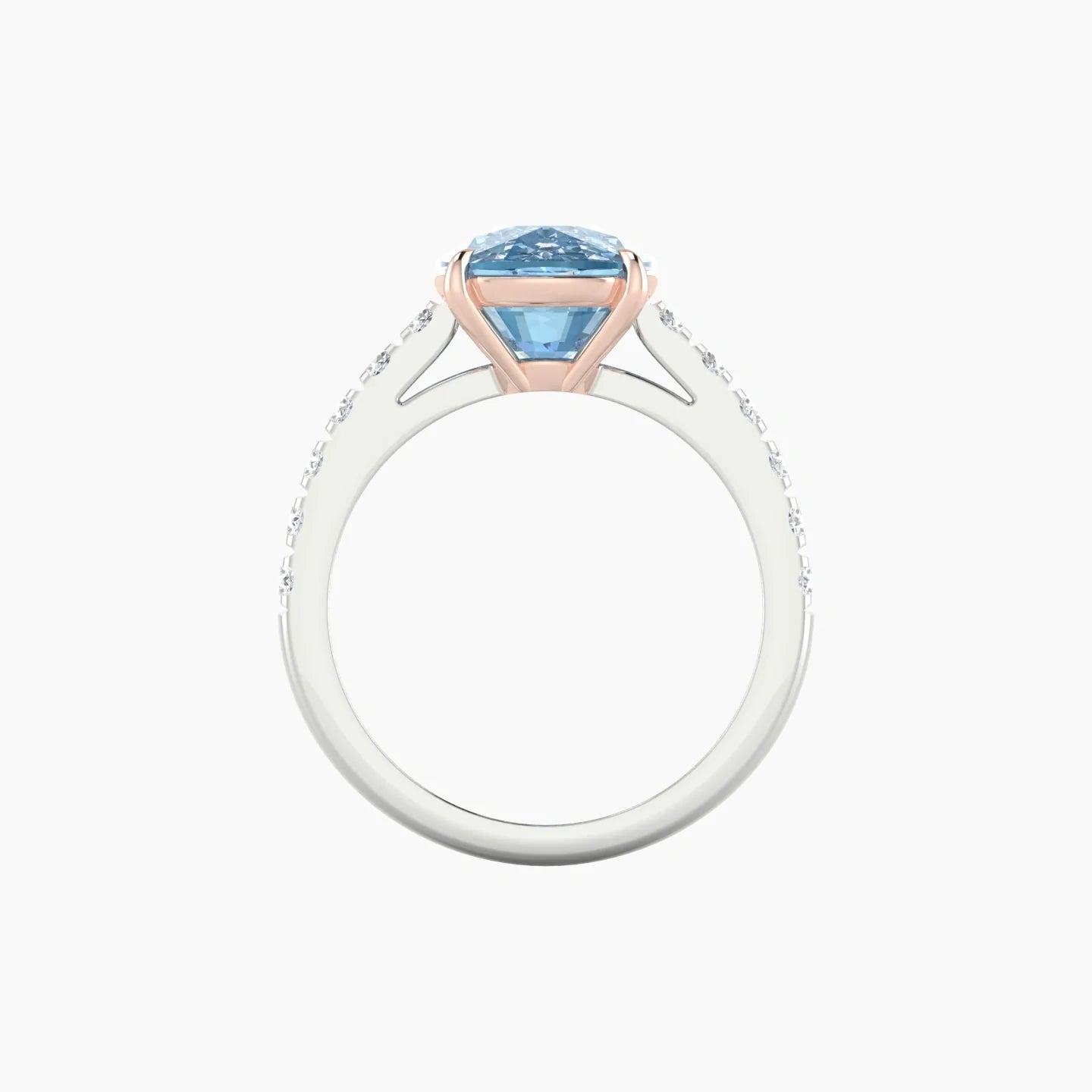 Straight Shank | 18k White & Rose Gold 5 ct Cushion Cut Ring