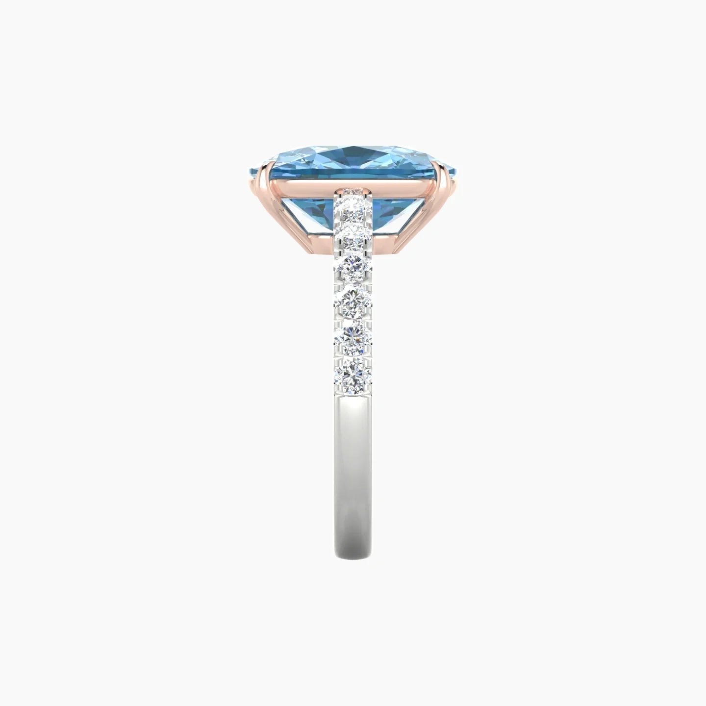 Straight Shank | 18k White & Rose Gold 5 ct Cushion Cut Ring