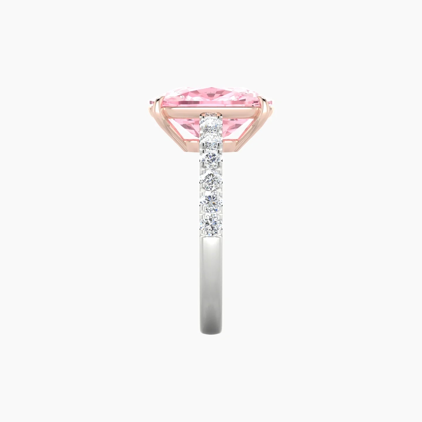 Straight Shank | 18k White & Rose Gold 5 ct Cushion Cut Ring