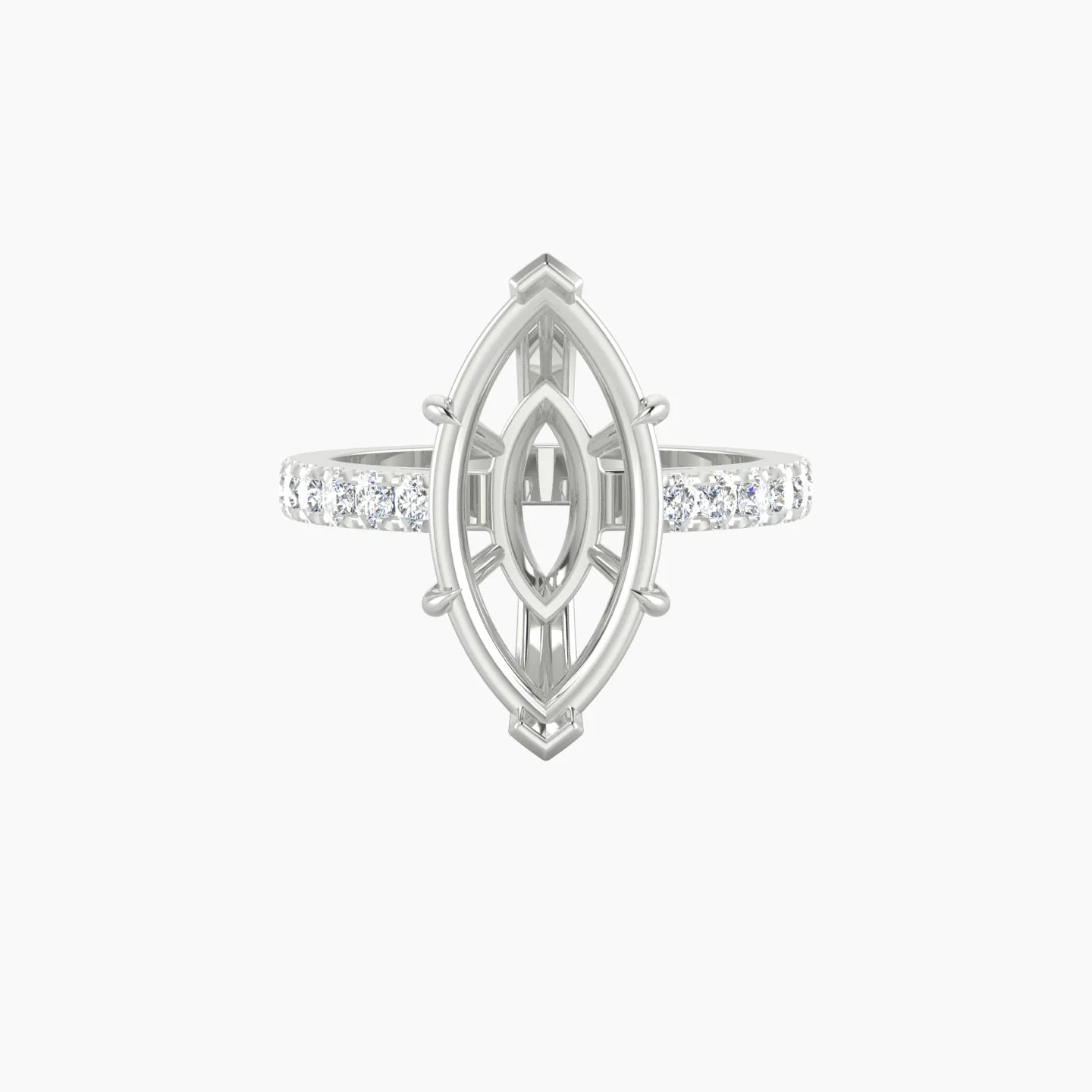 Straight Shank | 18k White Gold 5-7.99 ct Marquise Cut Ring Setting