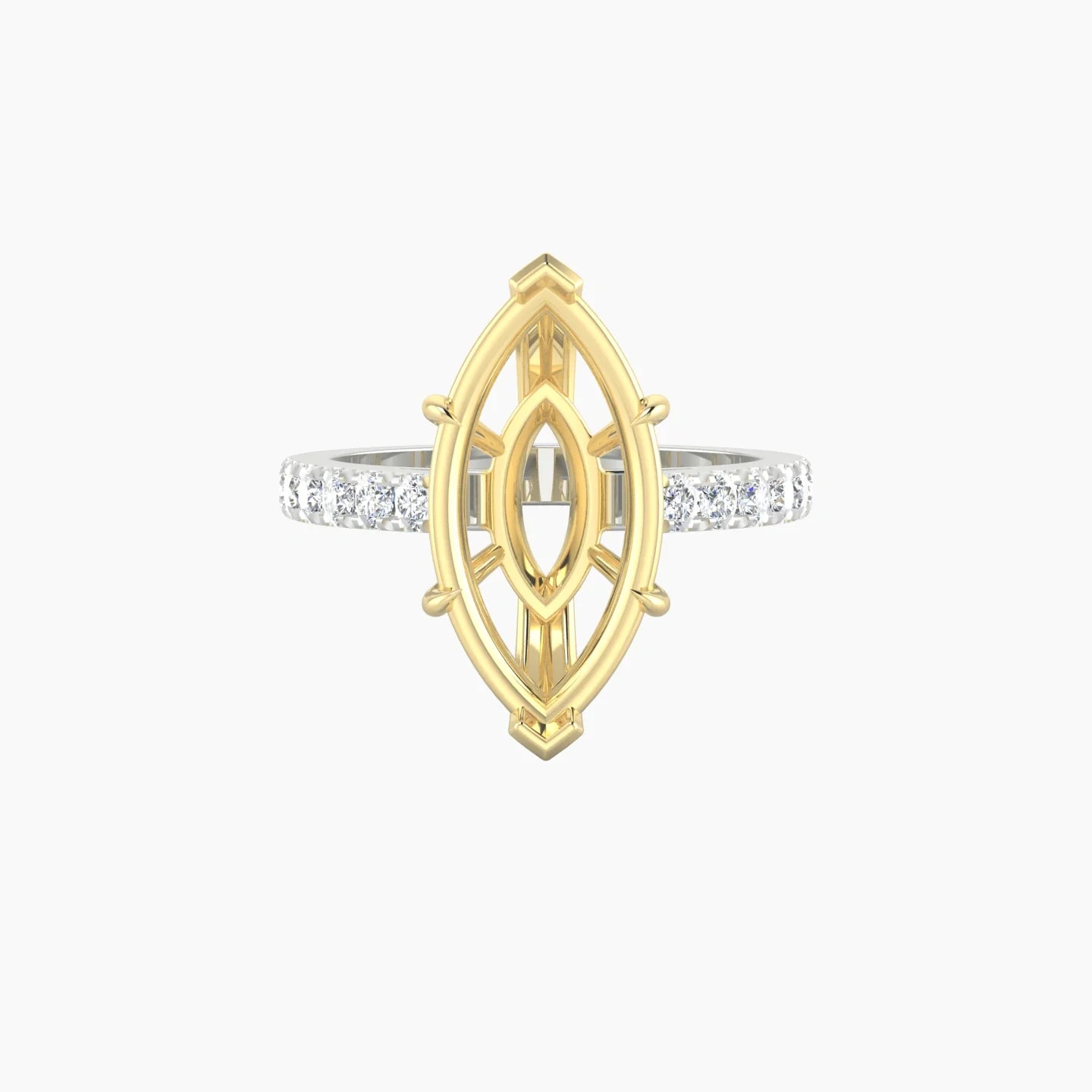 Straight Shank | 18k White & Yellow Gold 5-7.99 ct Marquise Cut Ring Setting