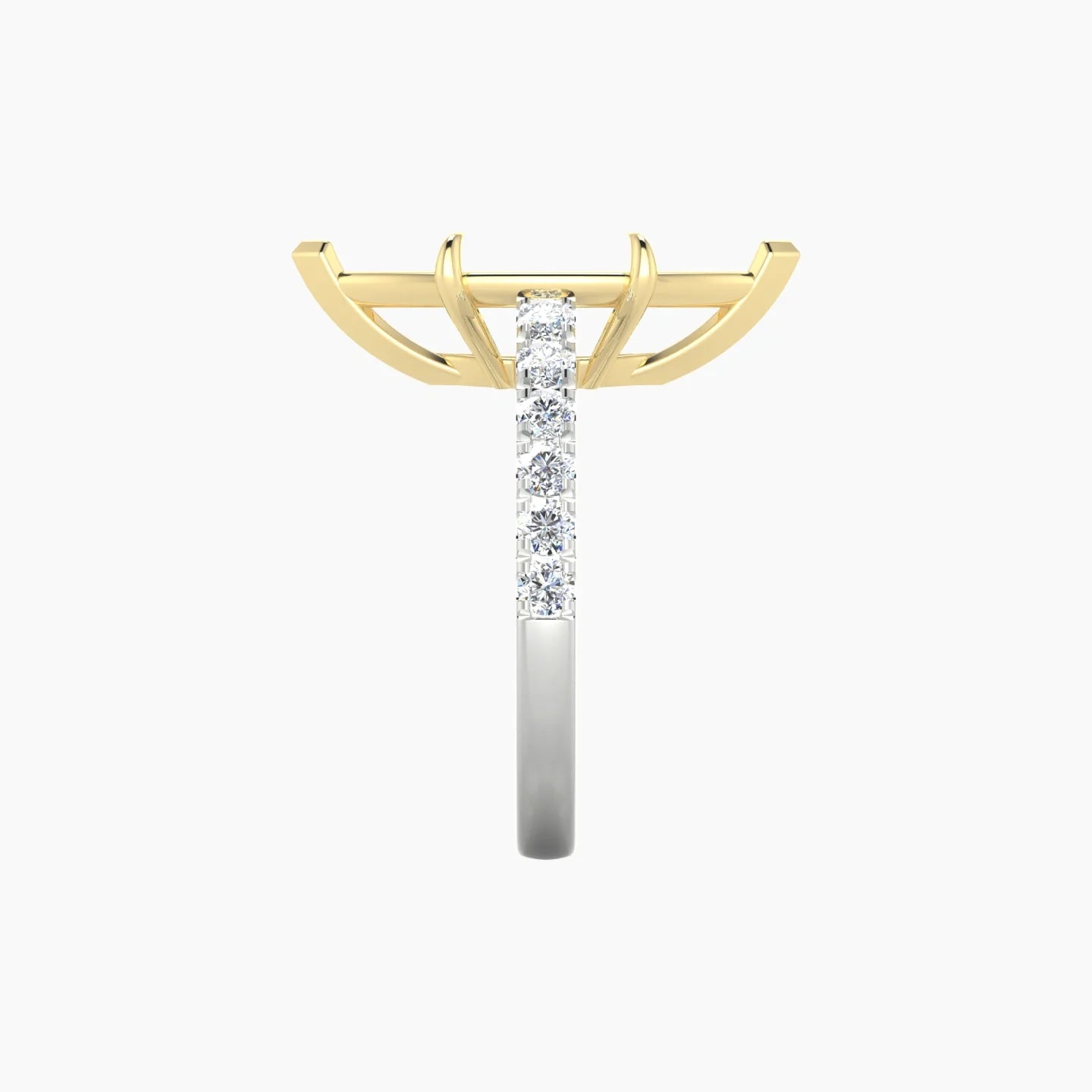 Straight Shank | 18k White & Yellow Gold 5-7.99 ct Marquise Cut Ring Setting