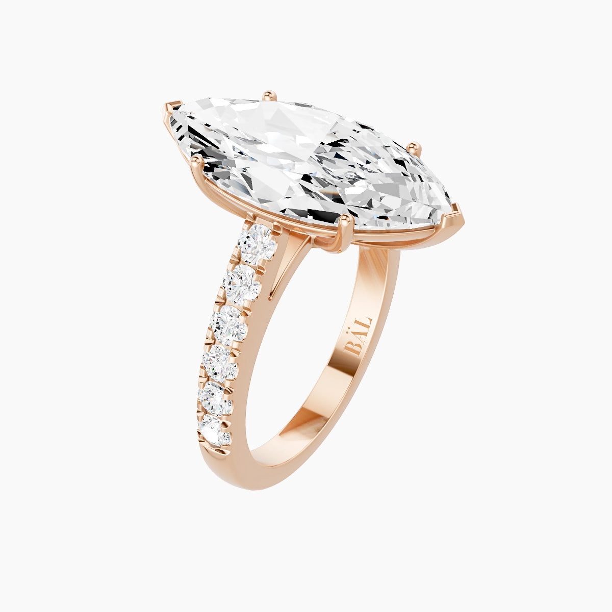 Straight Shank | 18k Rose Gold 5 ct Marquise White Lab Diamond Ring