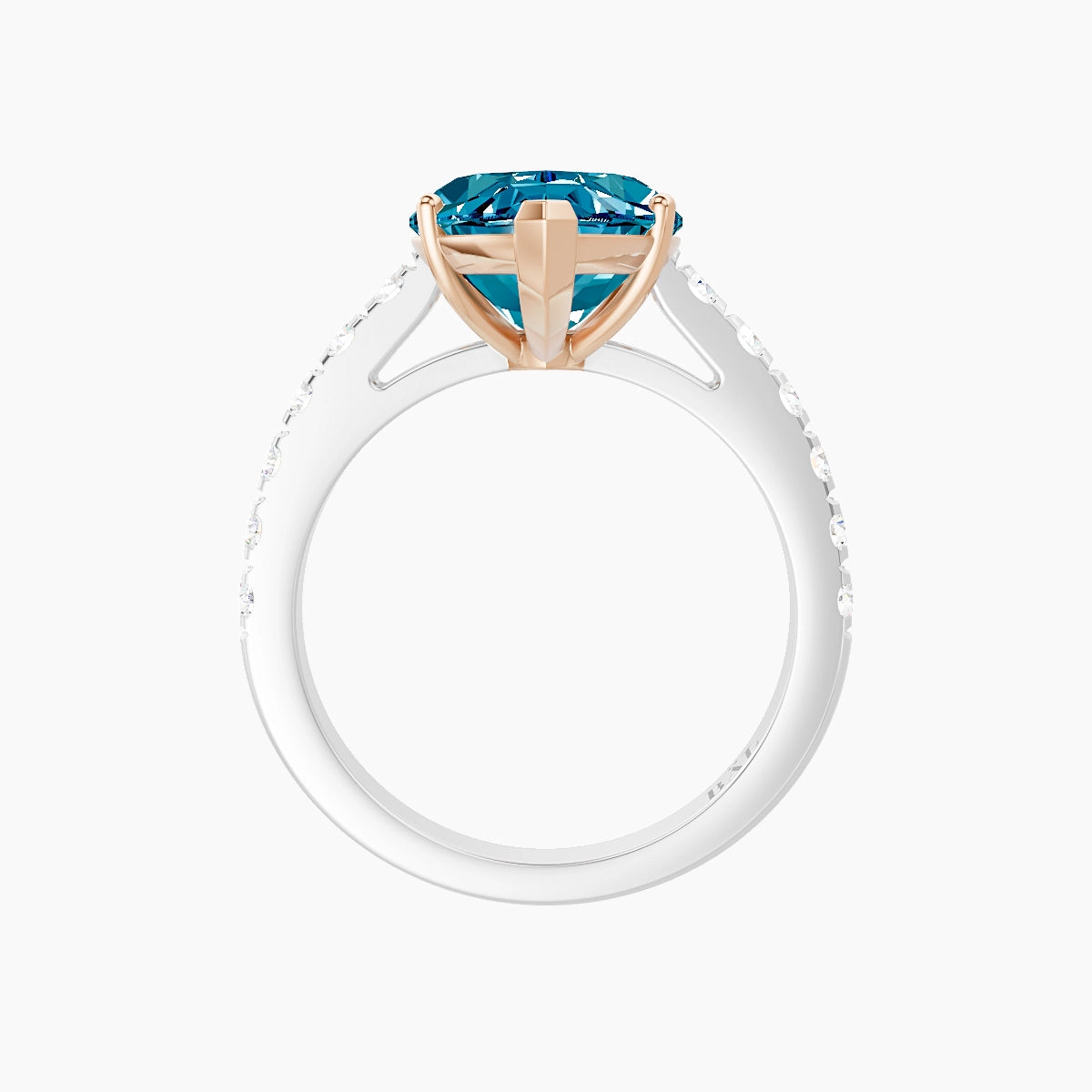 Straight Shank | 18k White & Rose Gold 5 ct Marquise Blue Lab Diamond Ring