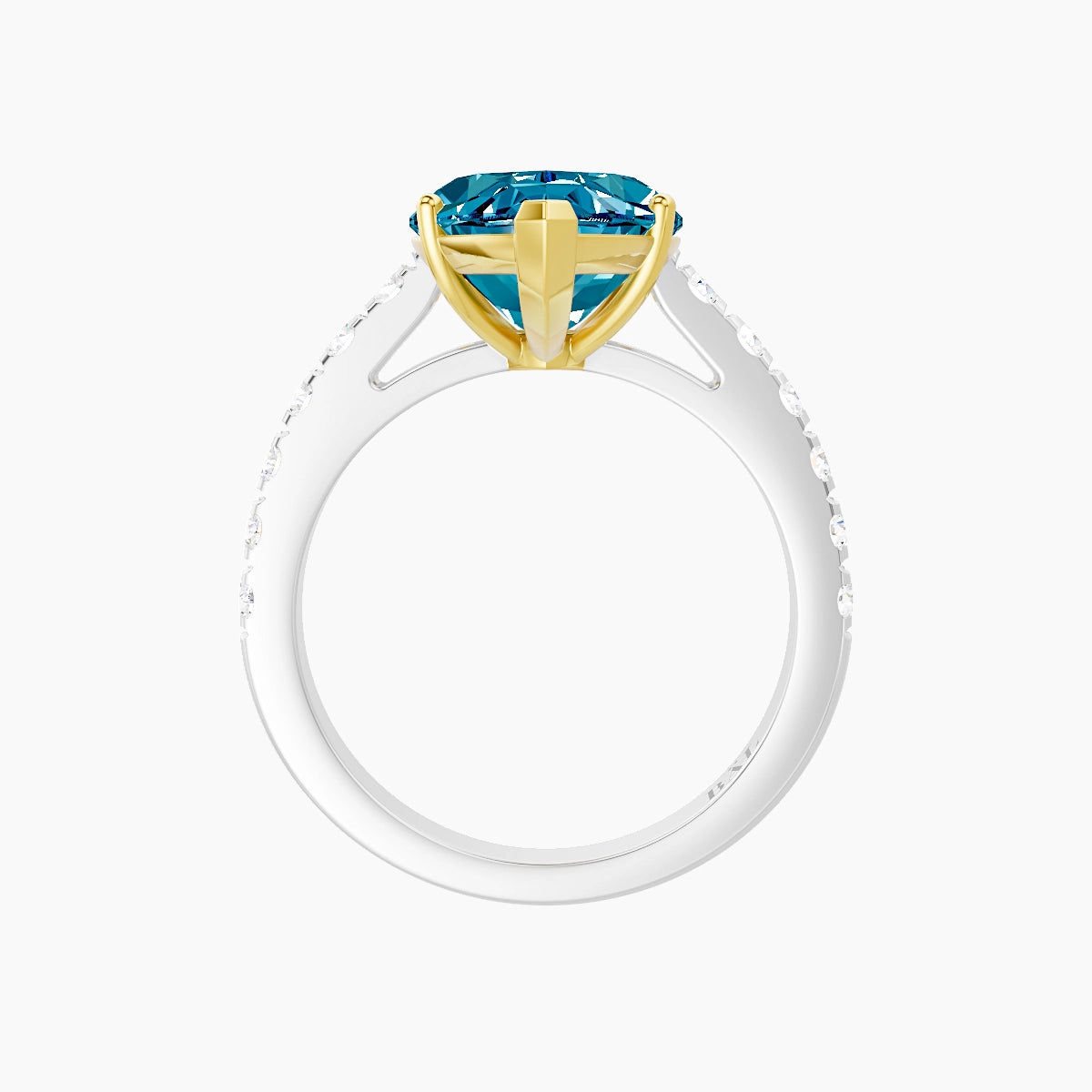 Straight Shank | 18k White & Yellow Gold 5 ct Marquise Blue Lab Diamond Ring