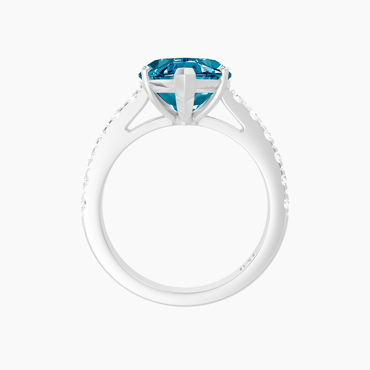 Straight Shank | 18k White Gold 5 ct Marquise Blue Lab Diamond Ring