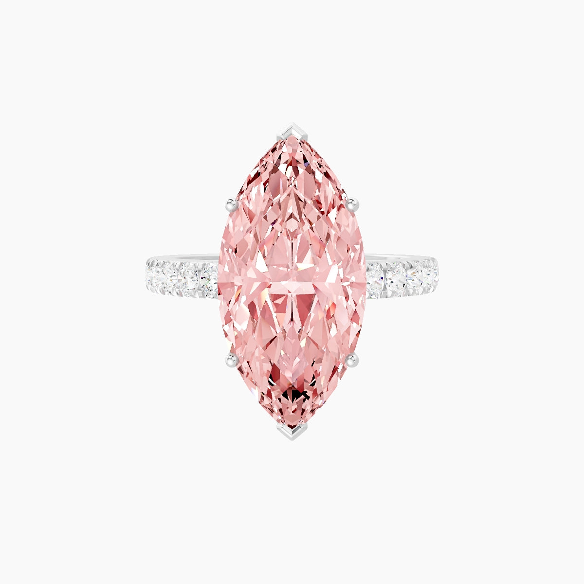 Straight Shank | 18k White Gold 5 ct Marquise Pink Lab Diamond Ring