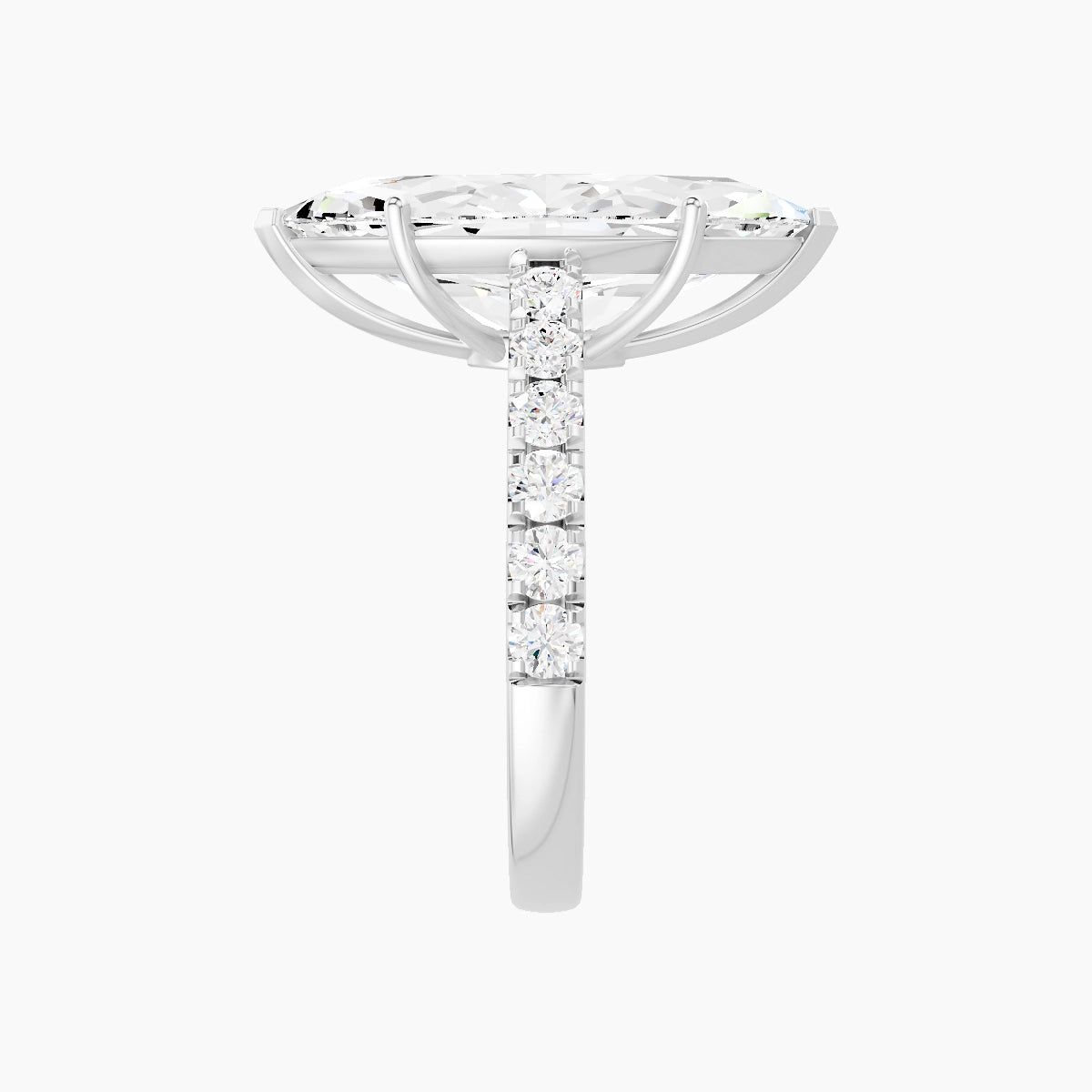 Straight Shank | 18k White Gold 5 ct Marquise White Lab Diamond Ring