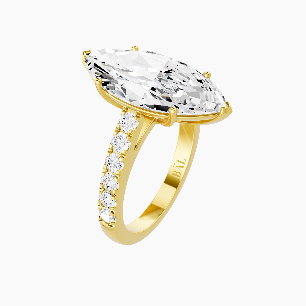 Straight Shank | 18k Yellow Gold 5 ct Marquise White Lab Diamond Ring