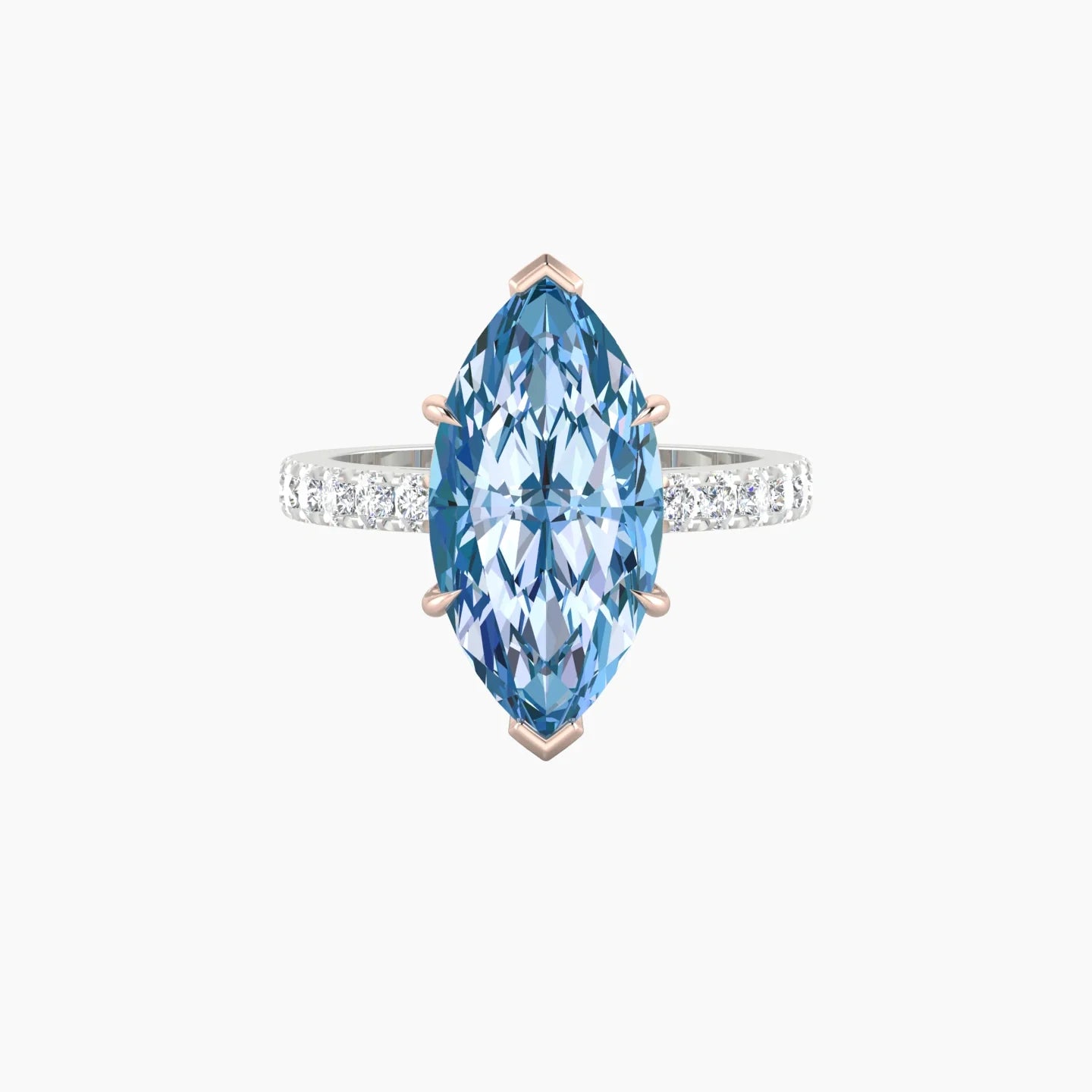 Straight Shank | 18k White & Rose Gold 5 ct Marquise Cut Ring