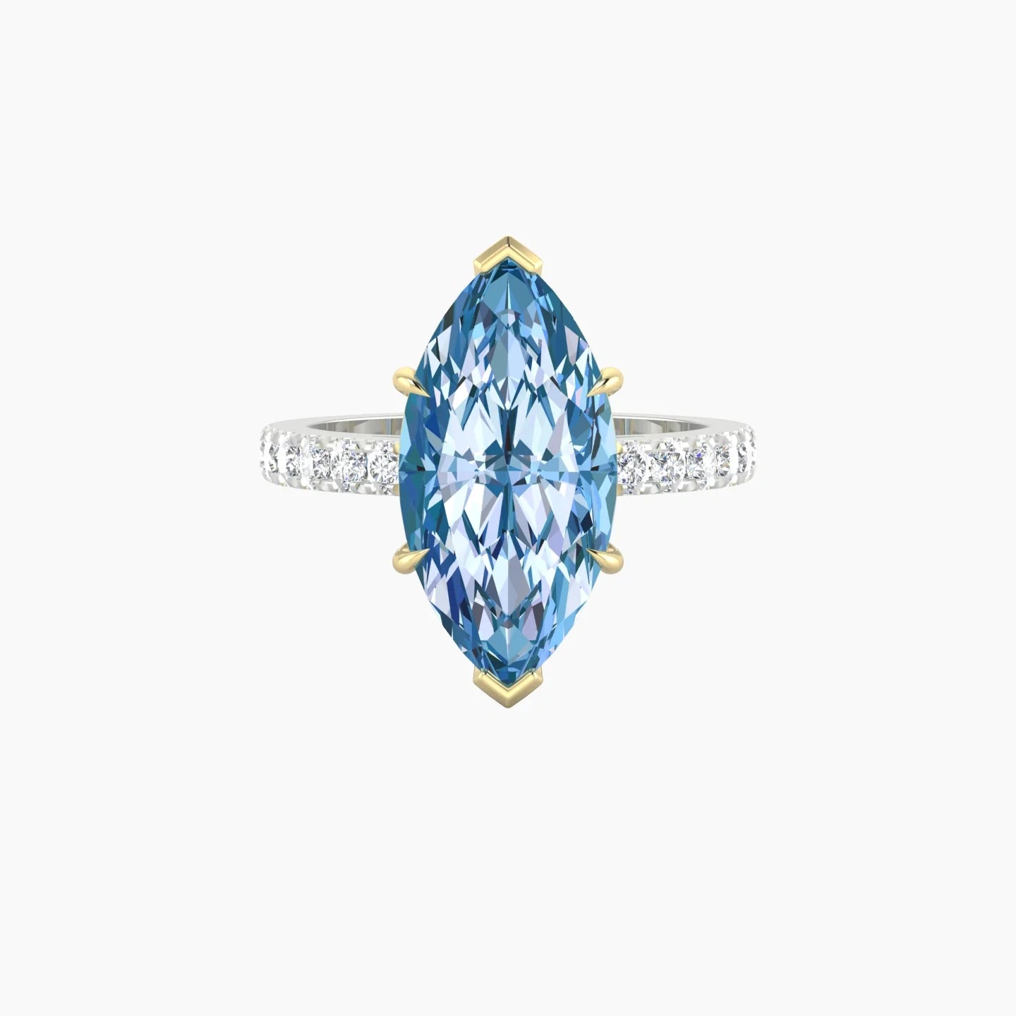 Straight Shank | 18k White & Yellow Gold 5 ct Marquise Cut Ring