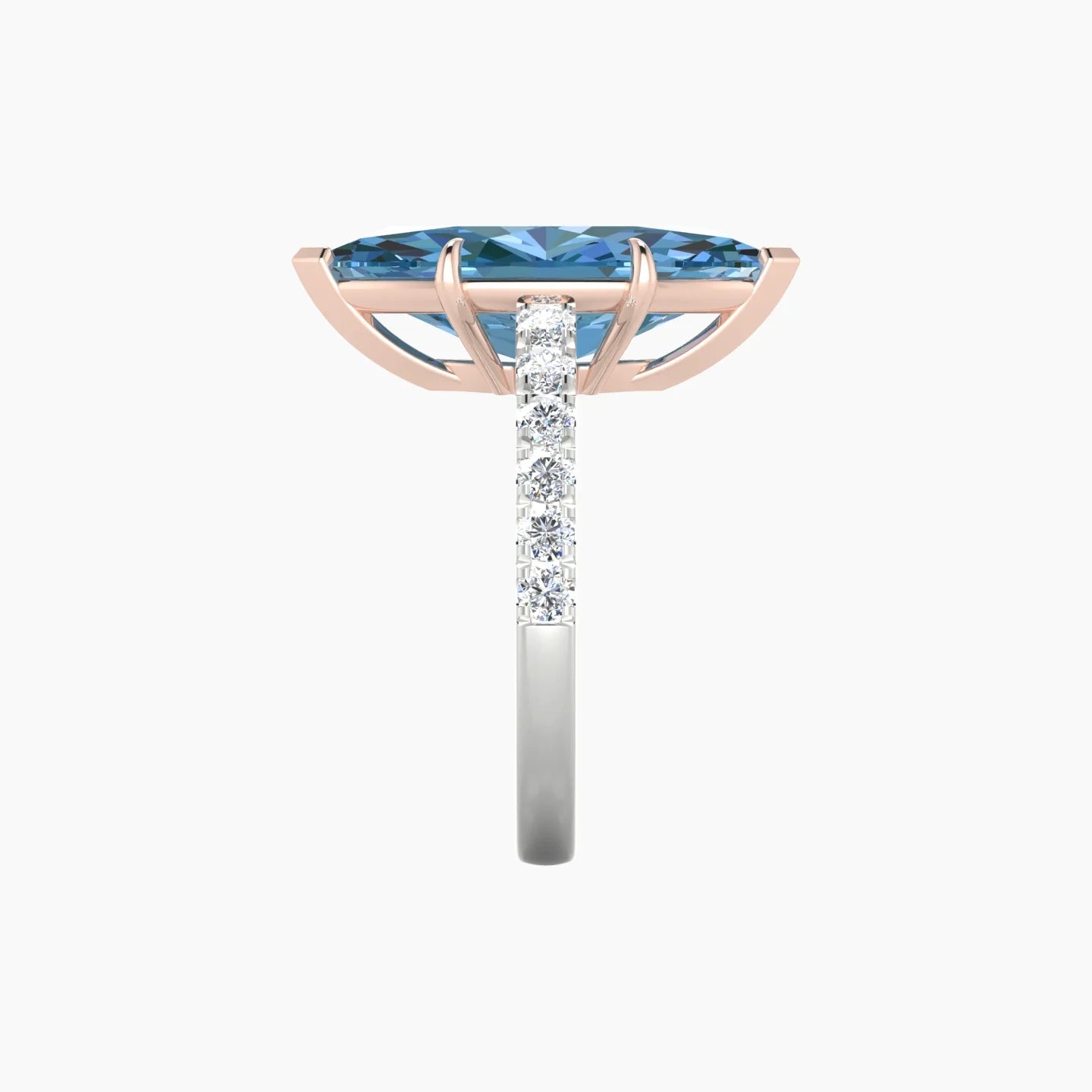 Straight Shank | 18k White & Rose Gold 5 ct Marquise Cut Ring