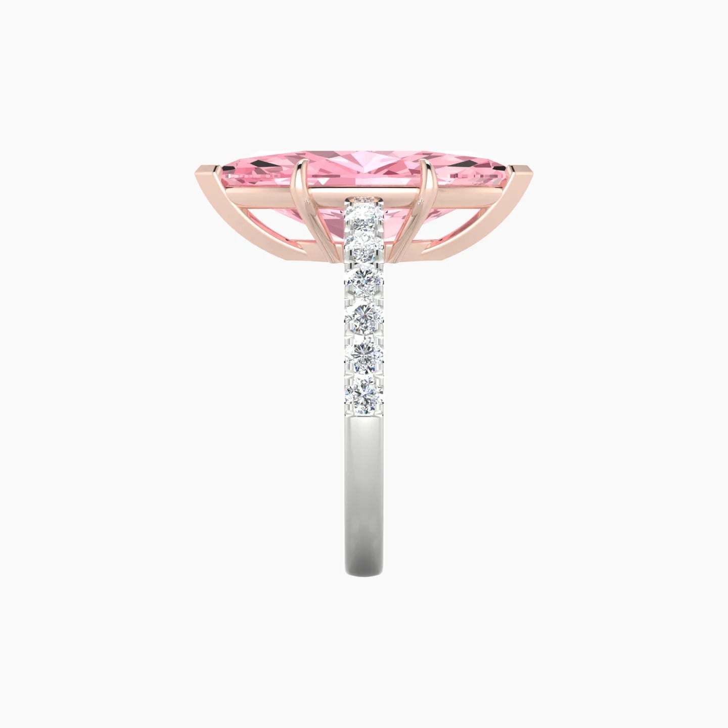 Straight Shank | 18k White & Rose Gold 5 ct Marquise Cut Ring