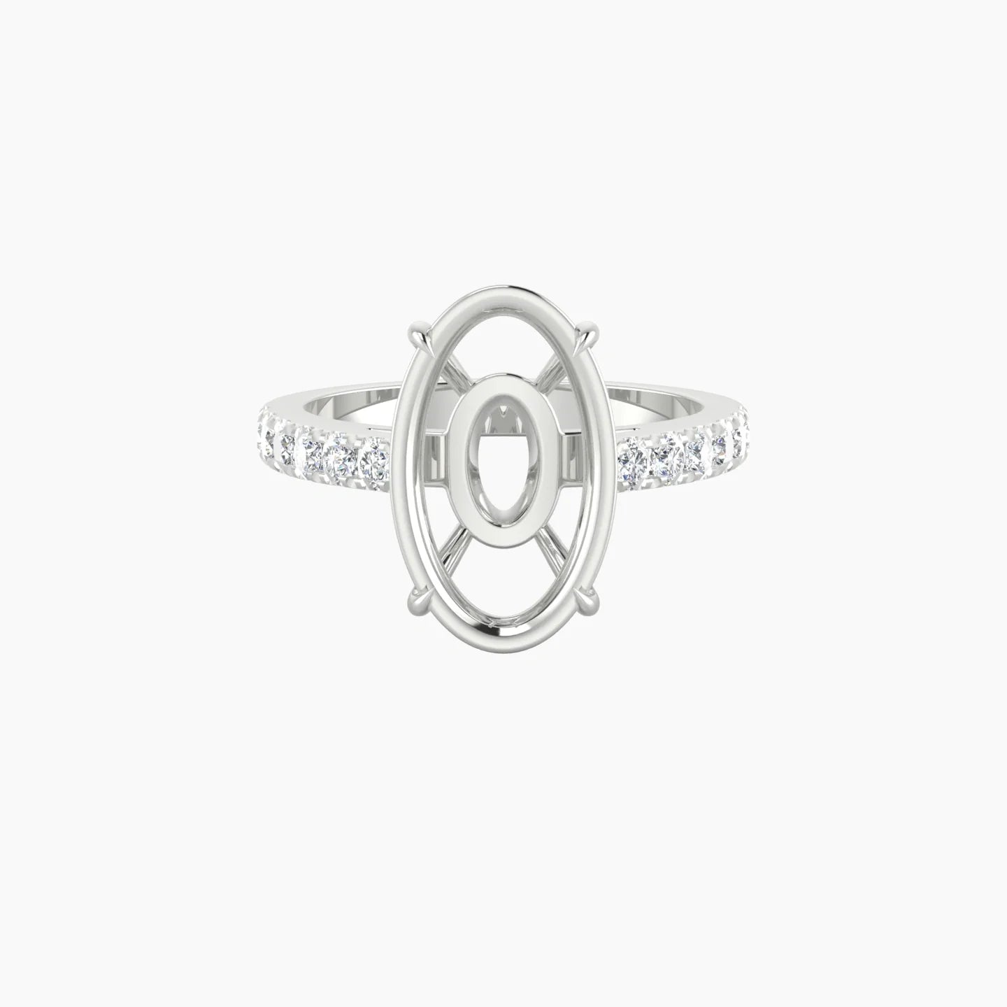 Straight Shank | 18k White Gold 5-7.99 ct Oval Cut Ring Setting