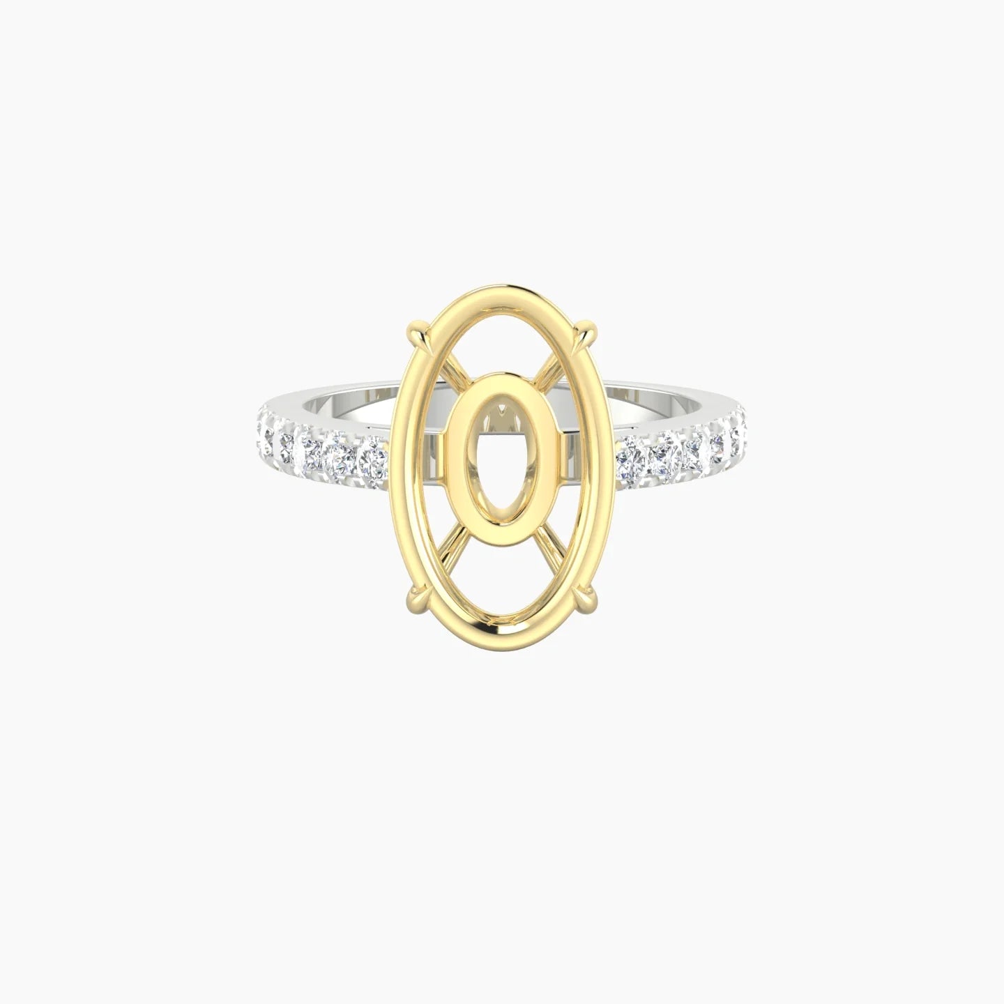 Straight Shank | 18k White & Yellow Gold 5-7.99 ct Oval Cut Ring Setting