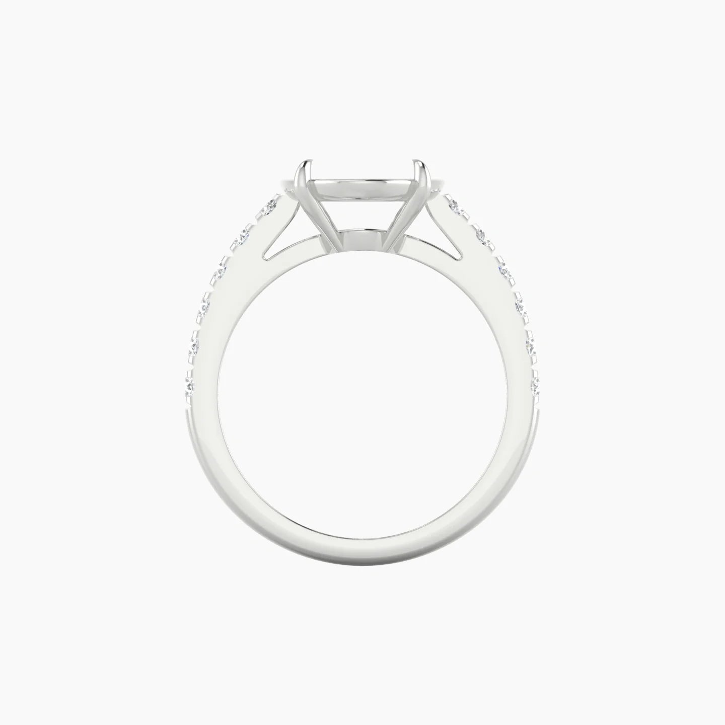 Straight Shank | 18k White Gold 5-7.99 ct Oval Cut Ring Setting