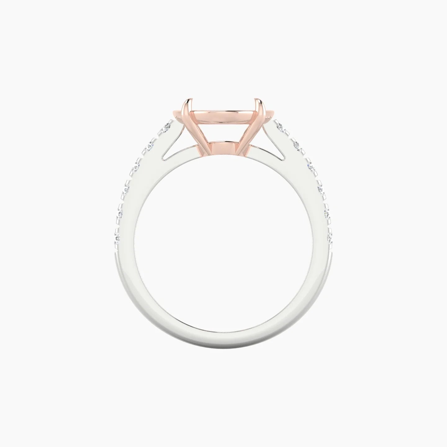 Straight Shank | 18k White & Rose Gold 5-7.99 ct Oval Cut Ring Setting