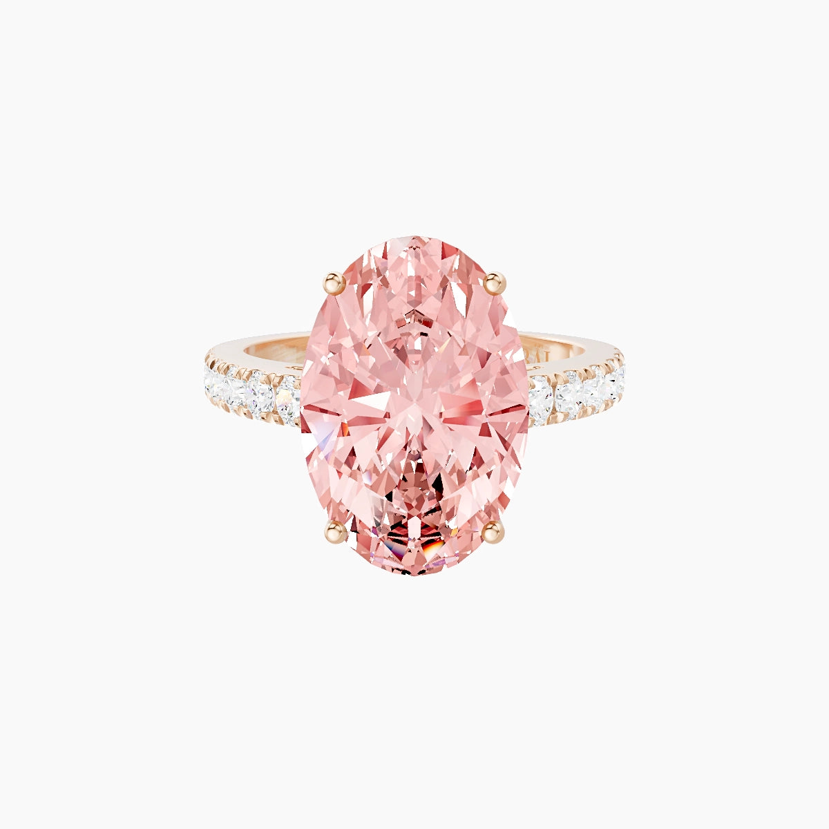 Straight Shank | 18k Rose Gold 5 ct Oval Pink Lab Diamond Ring