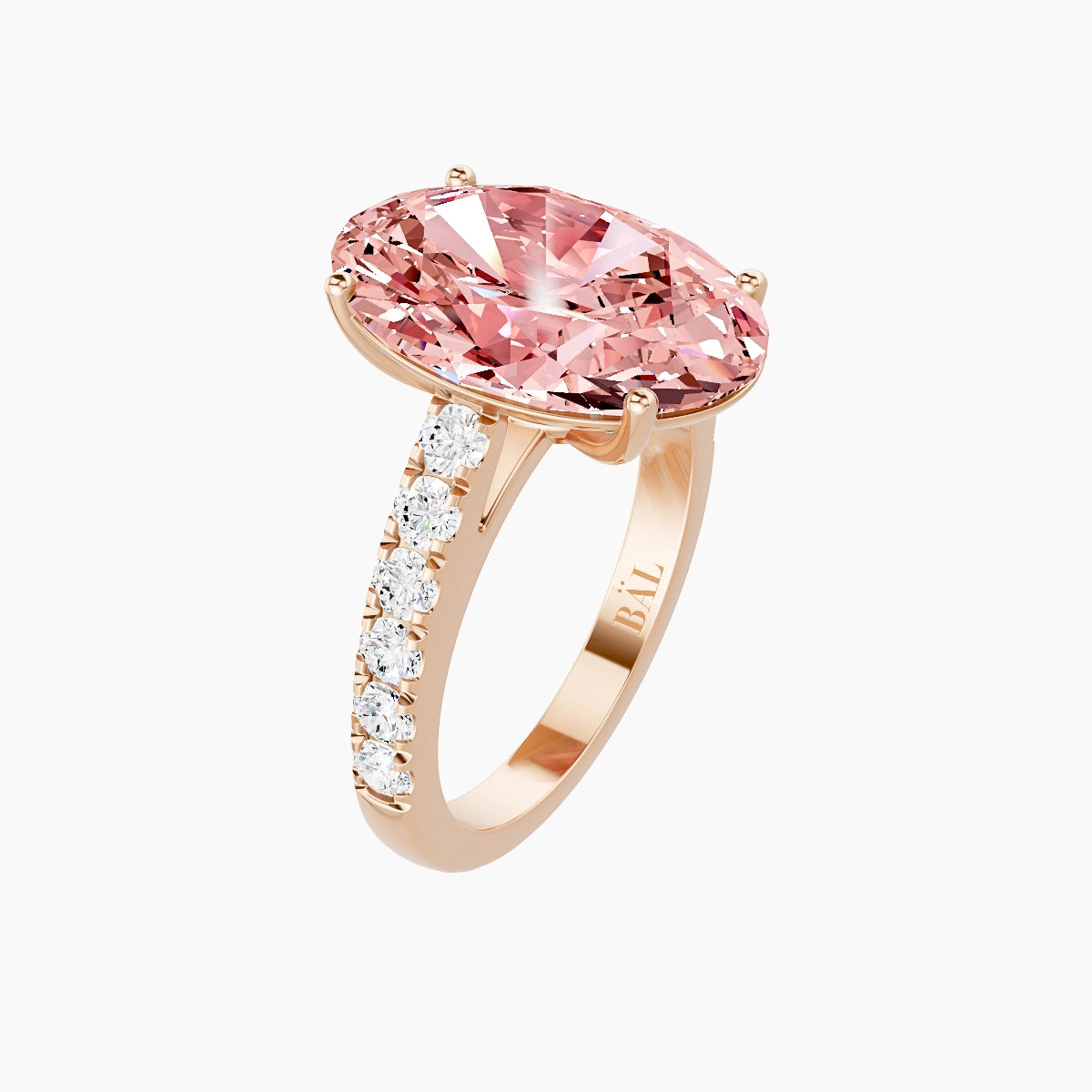 Straight Shank | 18k Rose Gold 5 ct Oval Pink Lab Diamond Ring